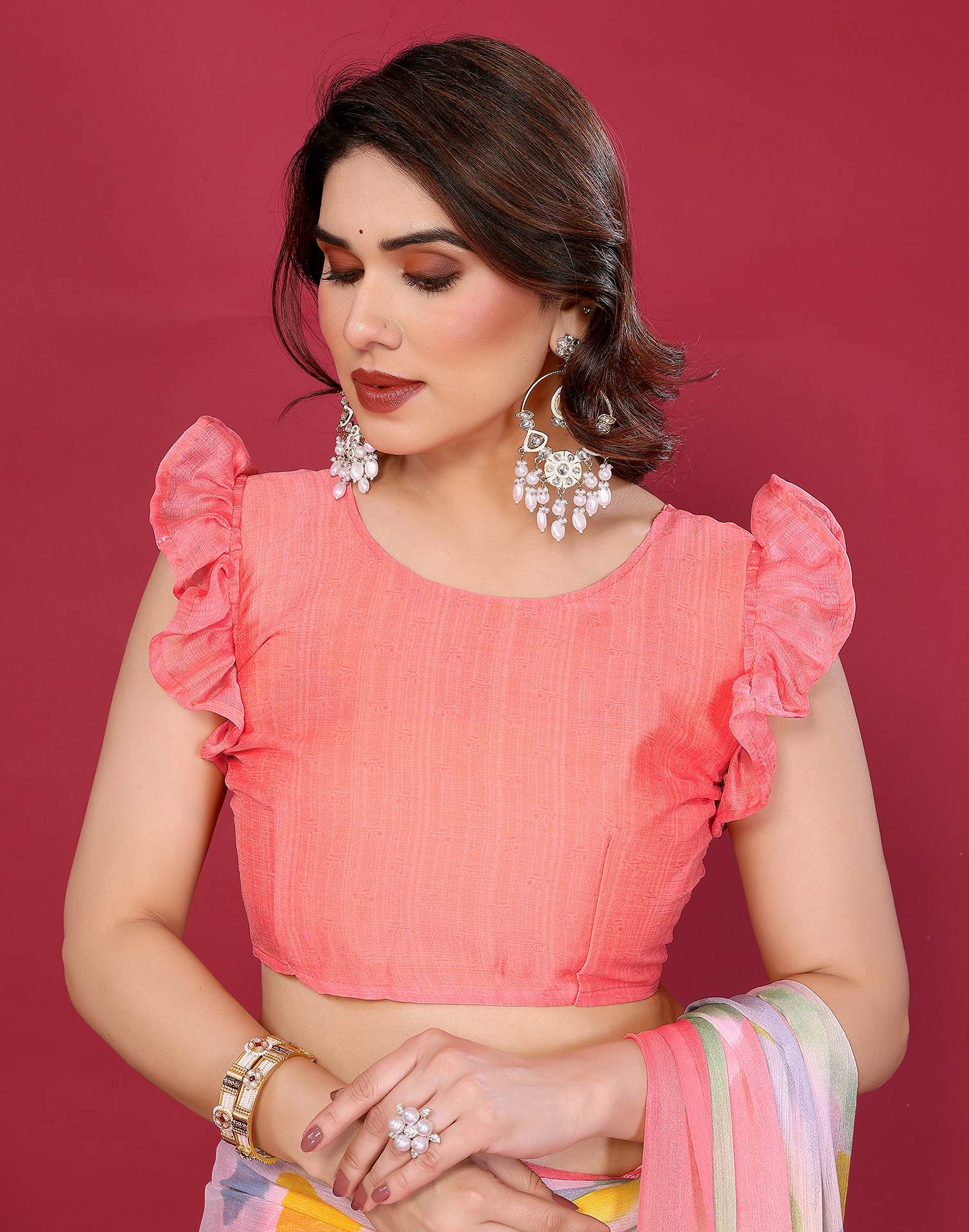 Multicoloured Chiffon Printed Saree