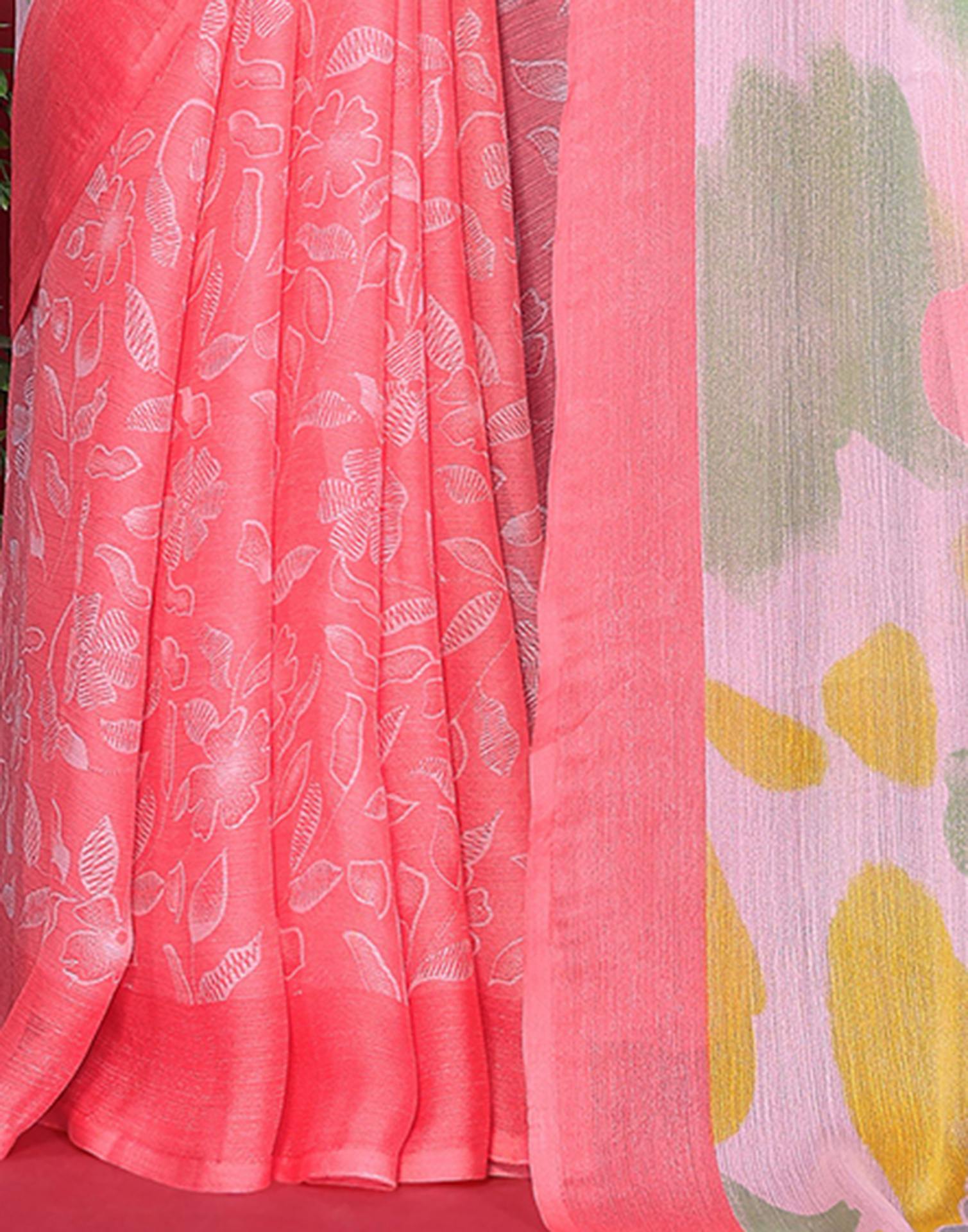 Multicoloured Chiffon Printed Saree