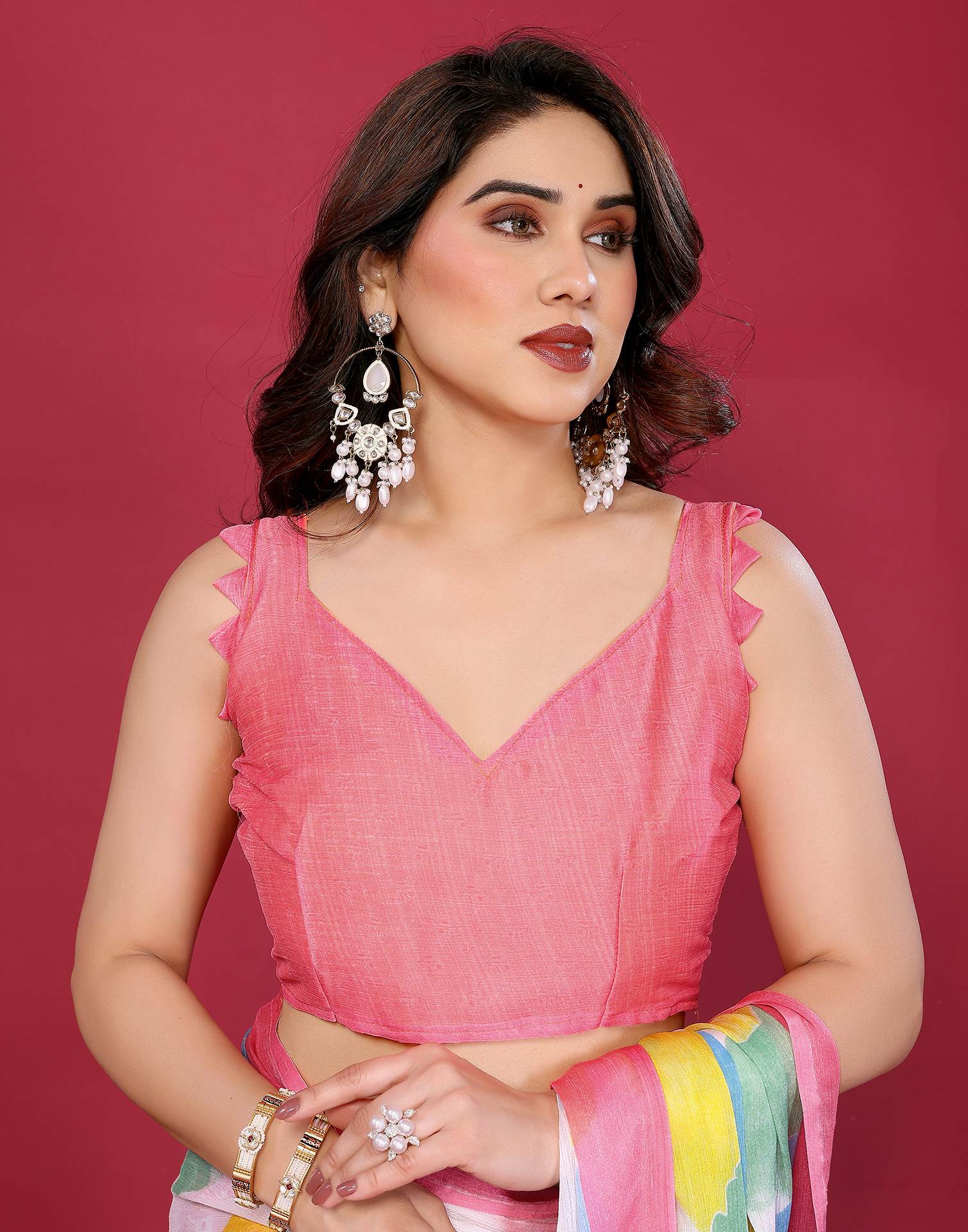 Multicoloured Chiffon Printed Saree