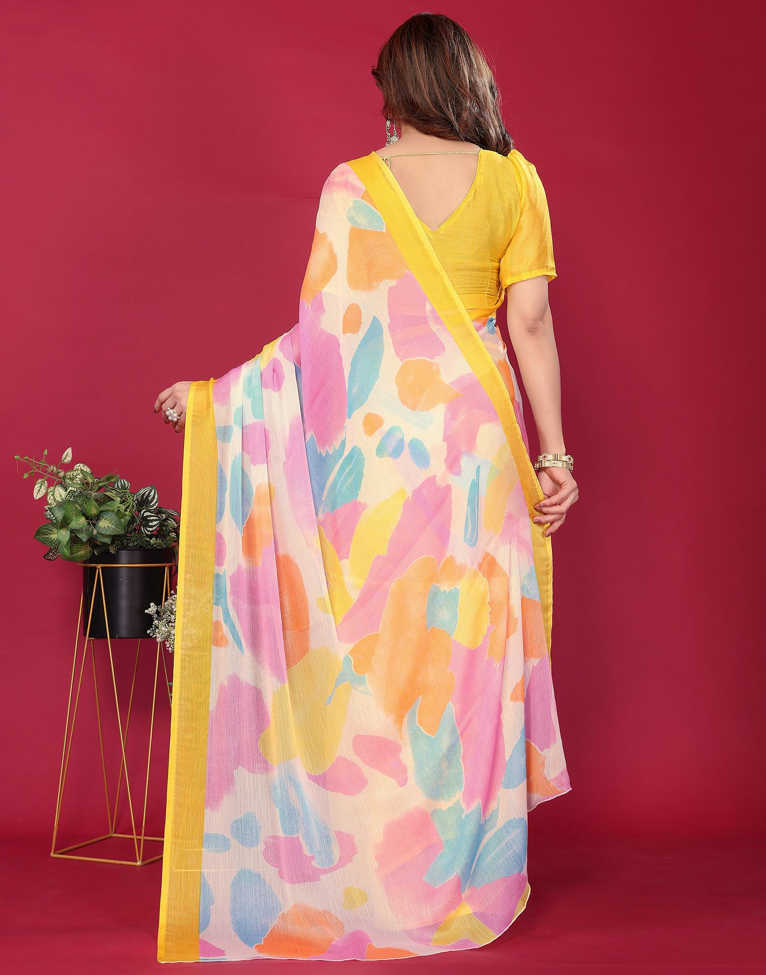 Multicoloured Chiffon Printed Saree
