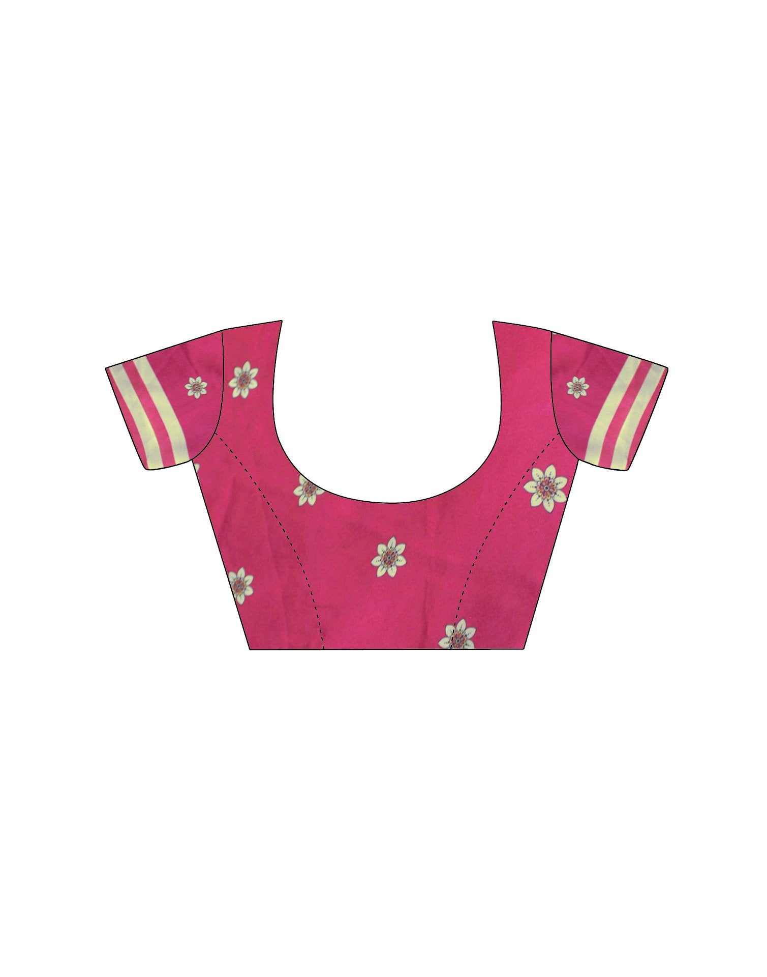 Handsfree Dark Rani Pink Satin Floral Printed Saree