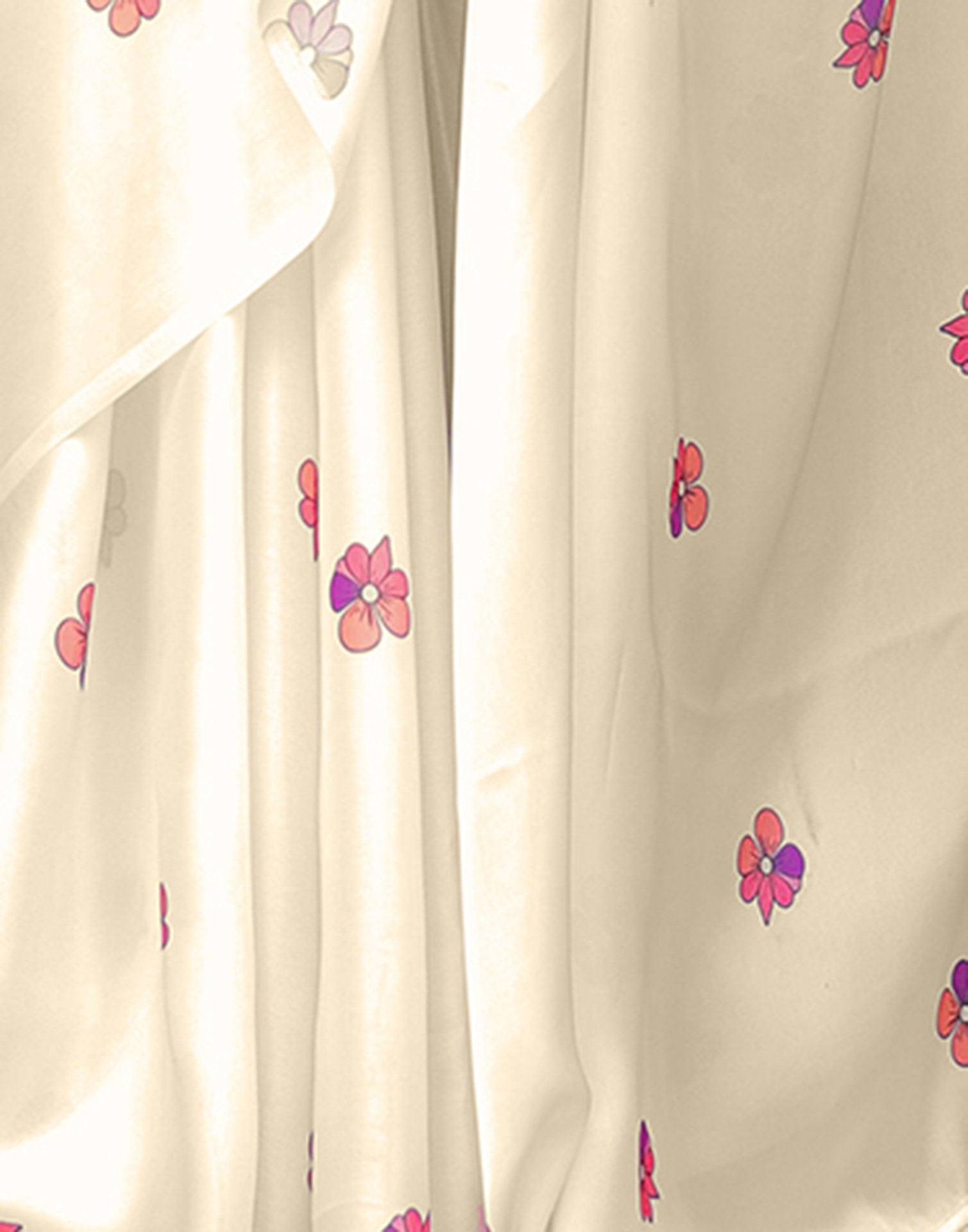 Handsfree Off White Satin Floral Printed Saree