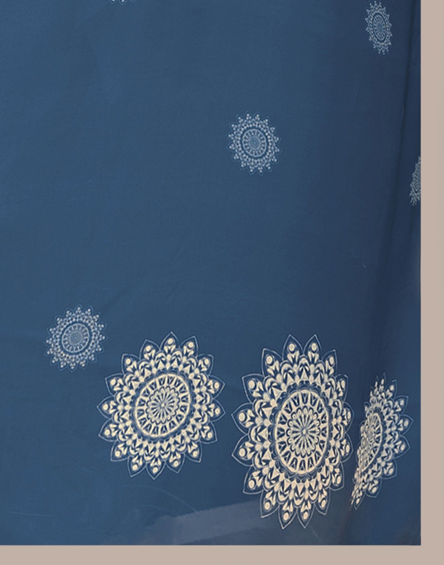 Handsfree Rama Blue Satin Printed Saree