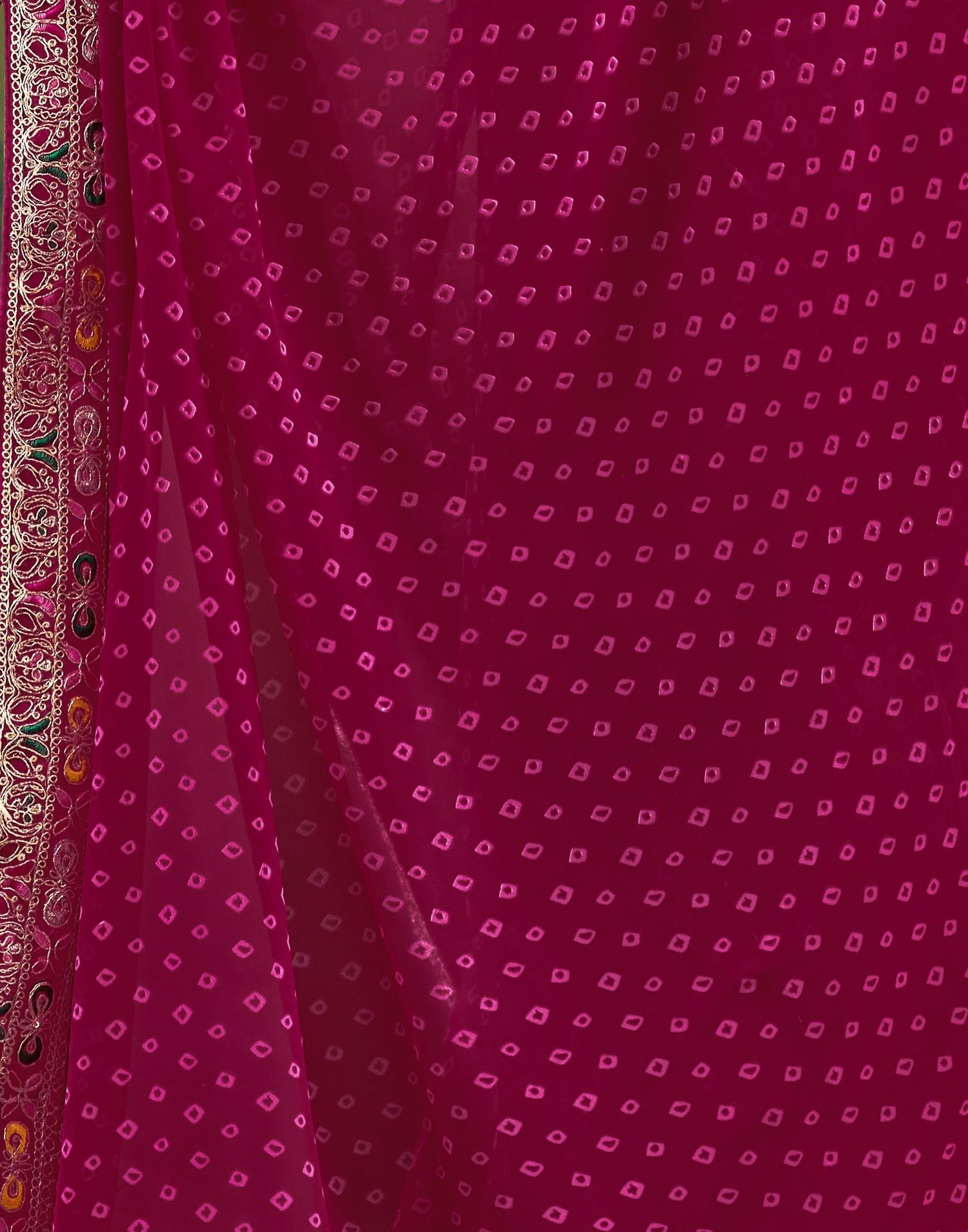 Rani Pink Georgette Bandhani Printed Saree