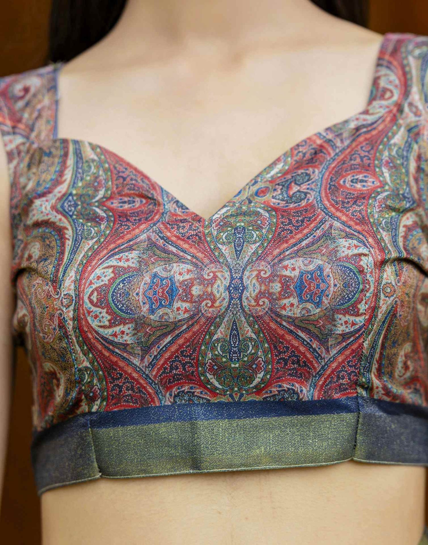 Navy Blue Shimmer Silk Printed Saree