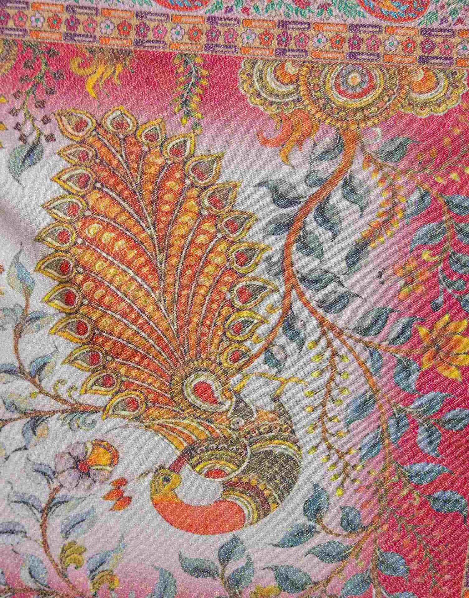 Navy Blue Shimmer Silk Printed Saree