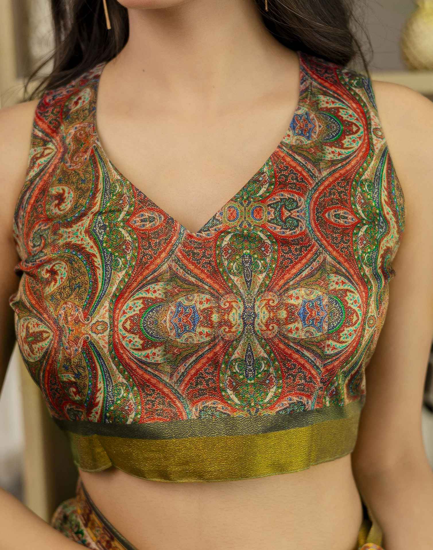 Dark Grey Shimmer Silk Printed Saree