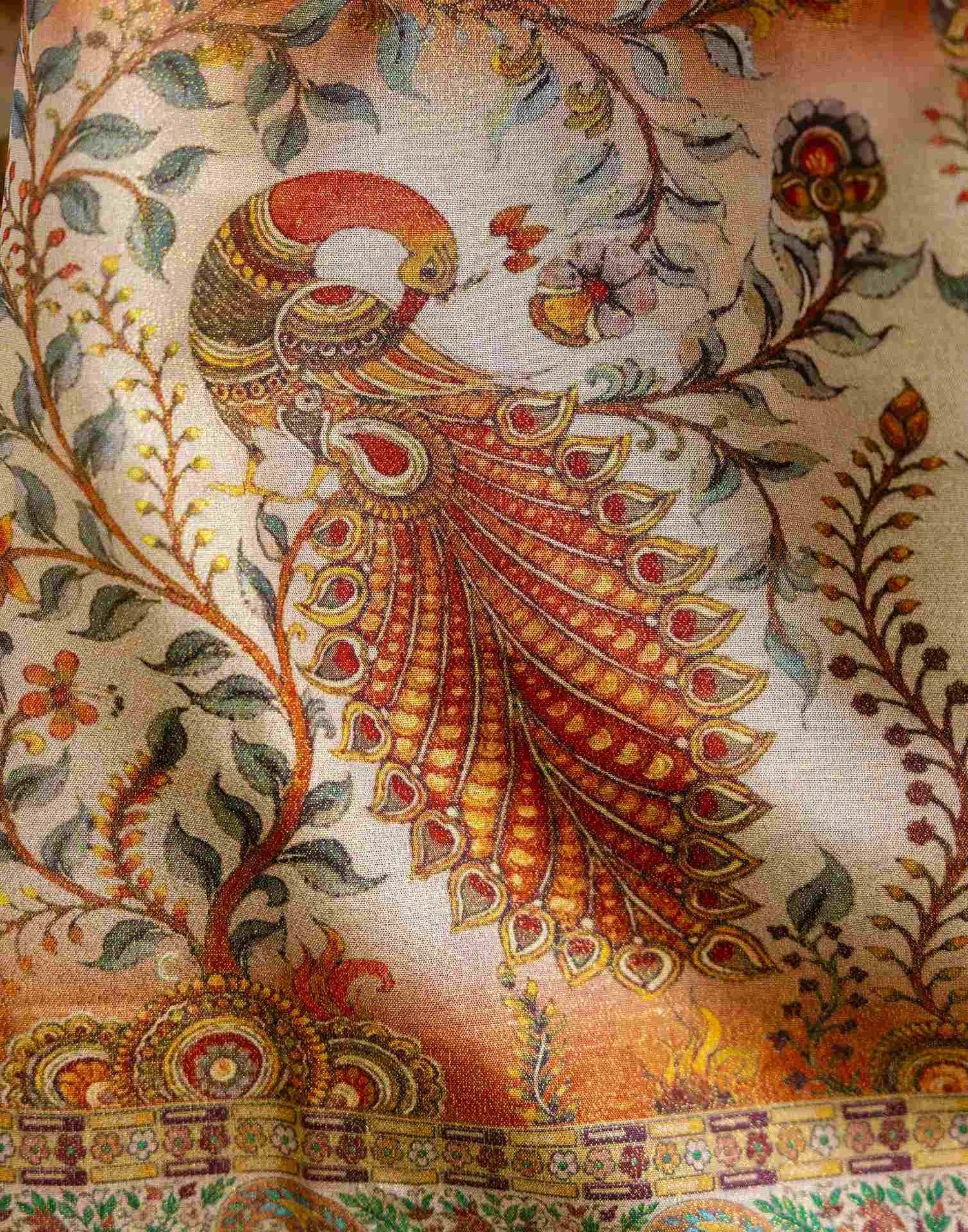 Maroon Shimmer Silk Printed Saree