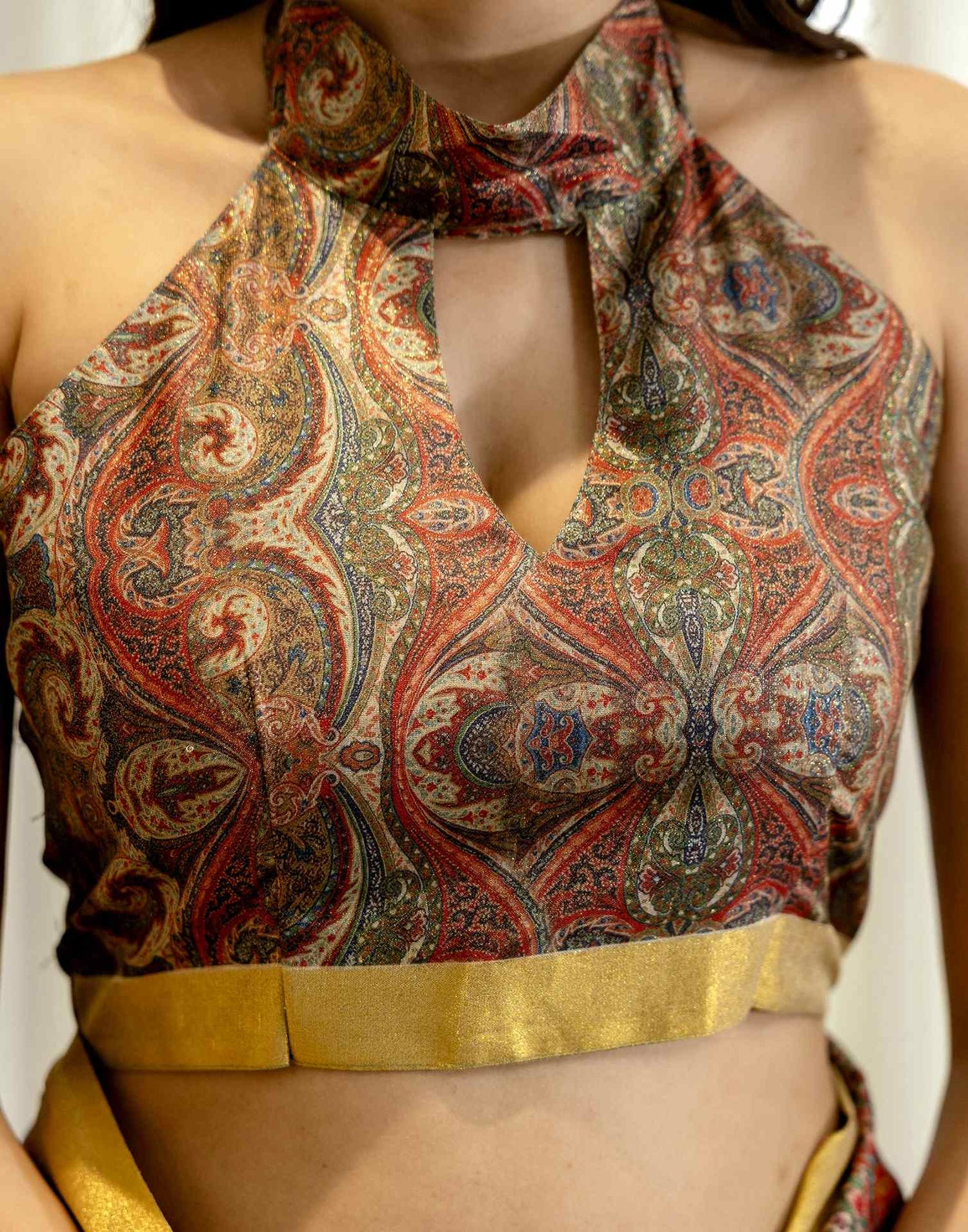 Cream Shimmer Silk Printed Saree