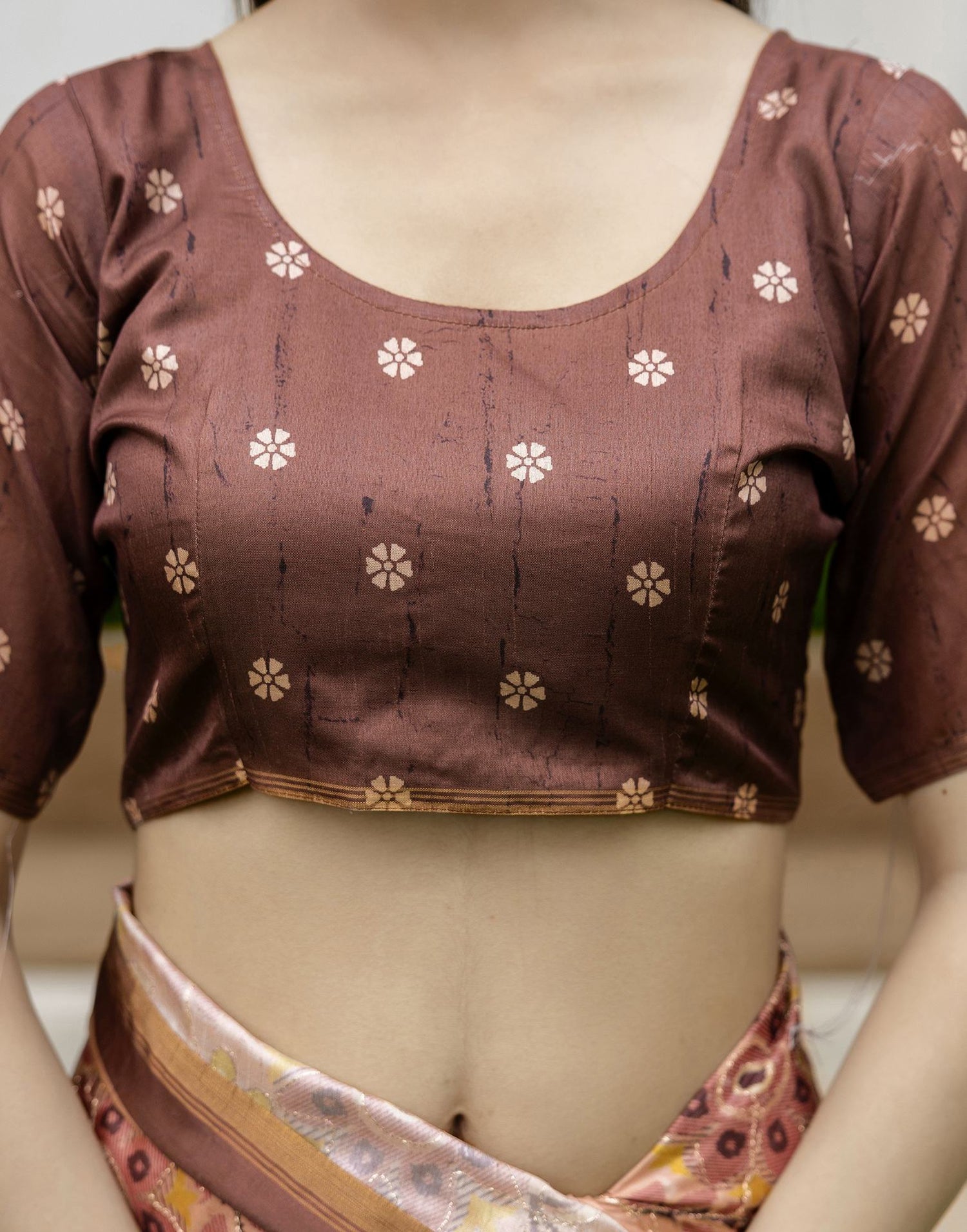 Light Brown Dola Silk Printed Saree