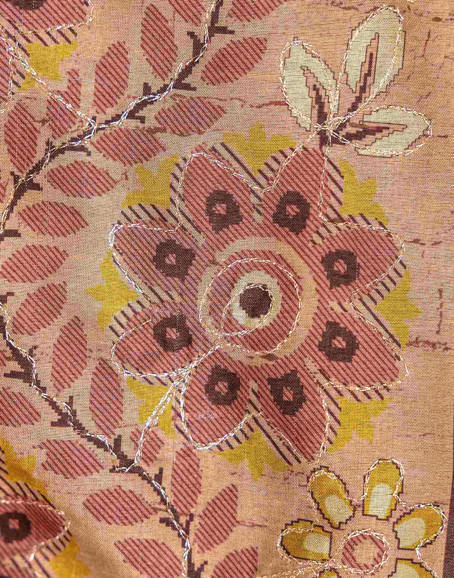 Light Brown Dola Silk Printed Saree