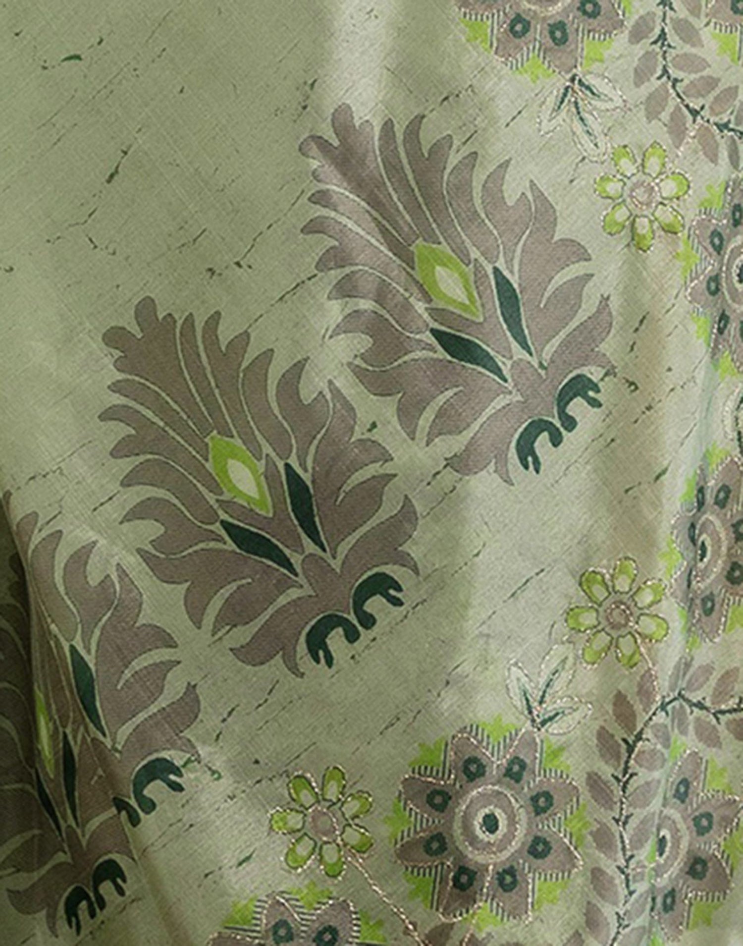 Pista Green Dola Silk Printed Saree