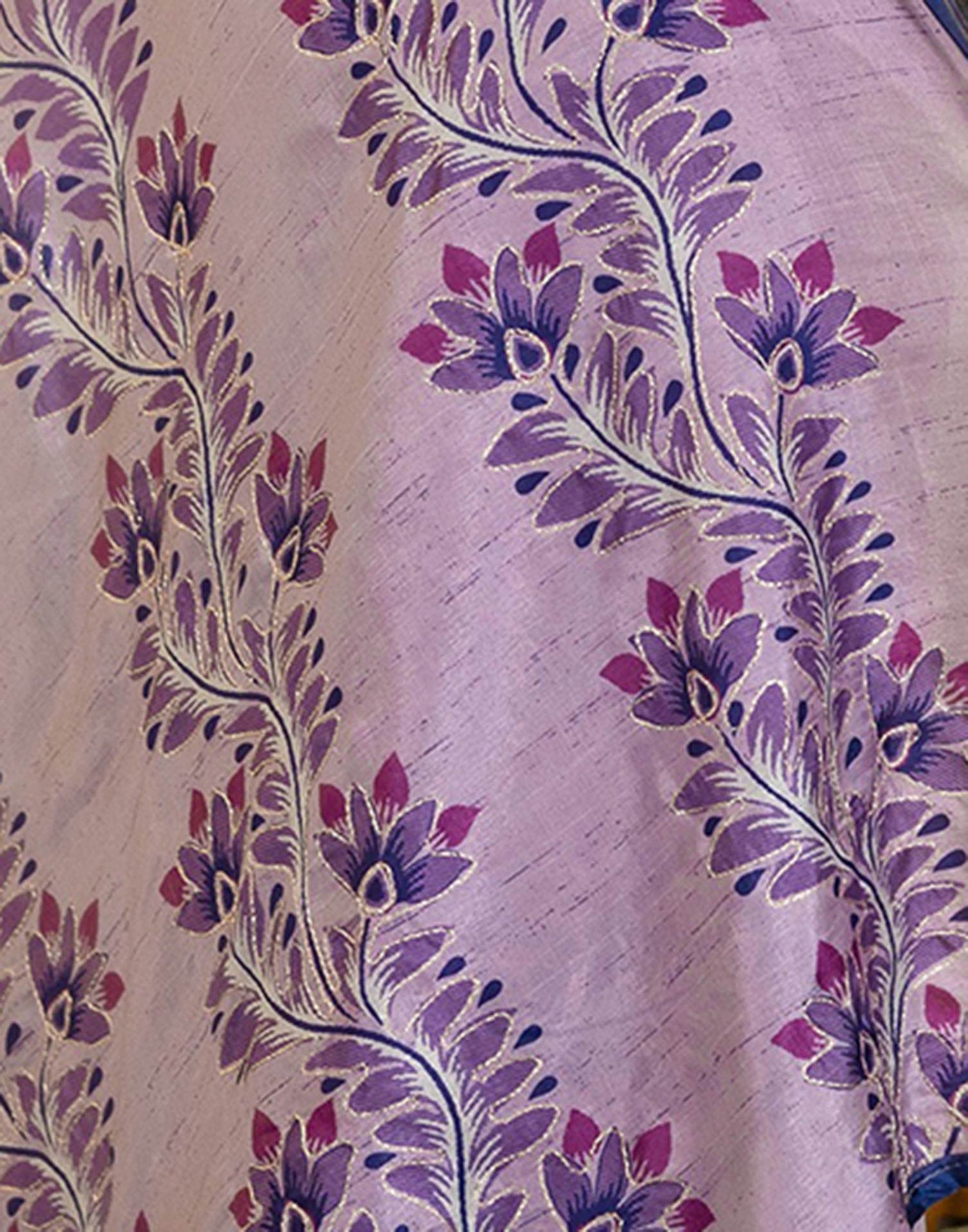 Light Purple Dola Silk Printed Saree