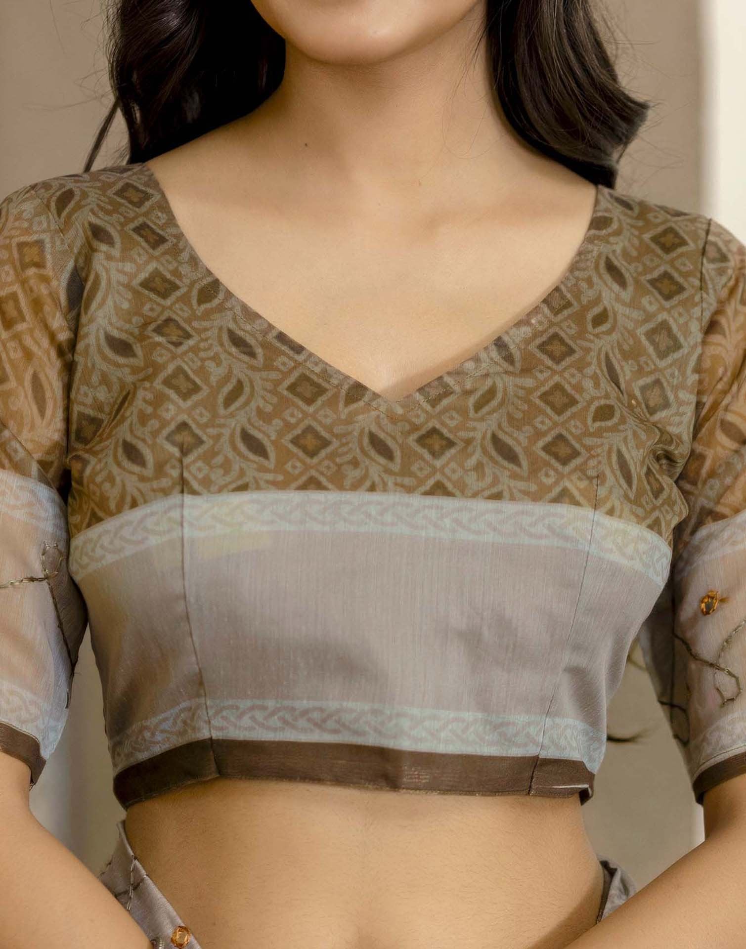 Mustard Yellow Chanderi Printed Saree