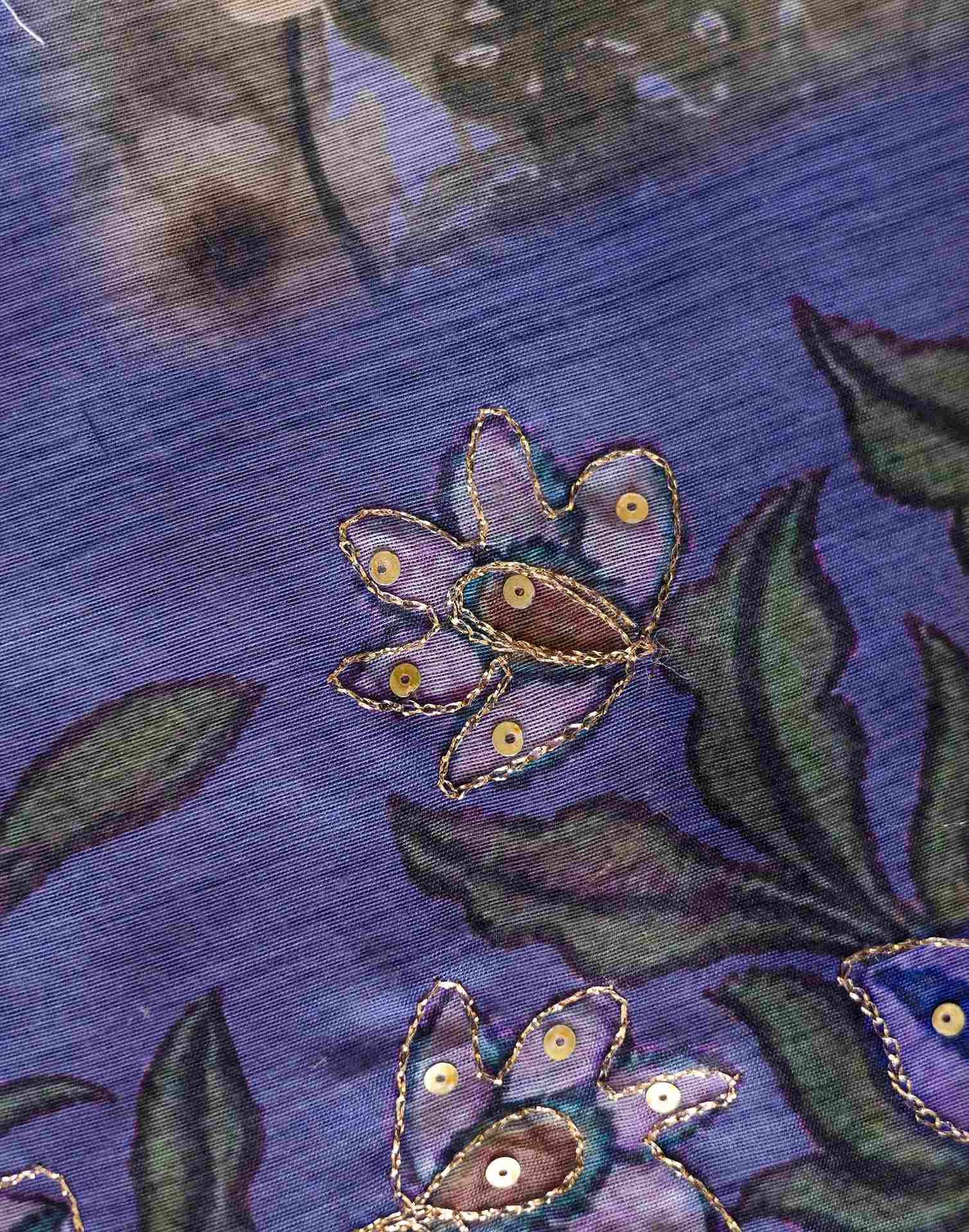 Light Purple Chanderi Floral Printed Saree
