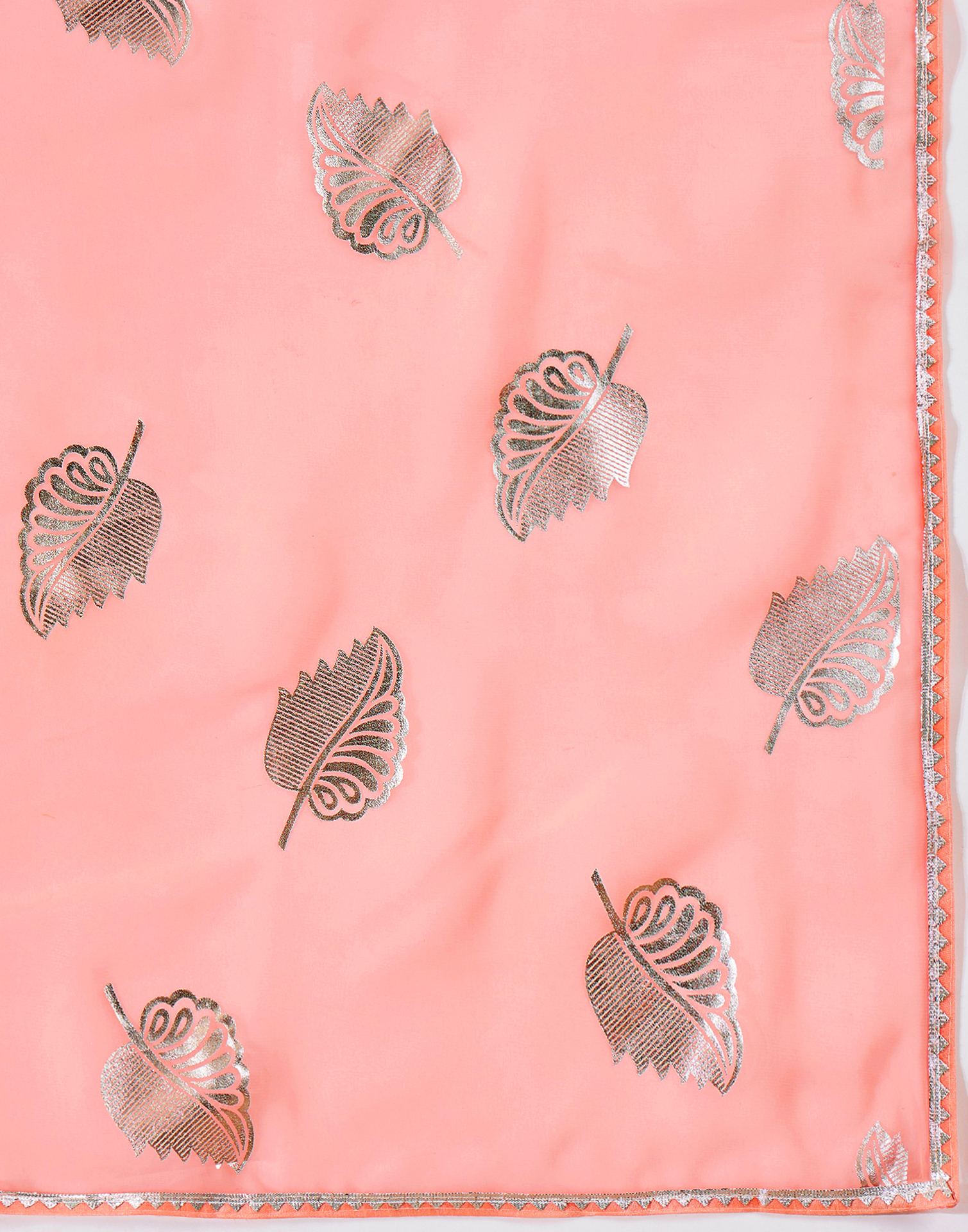 Light Peach Georgette Foil Printed Saree