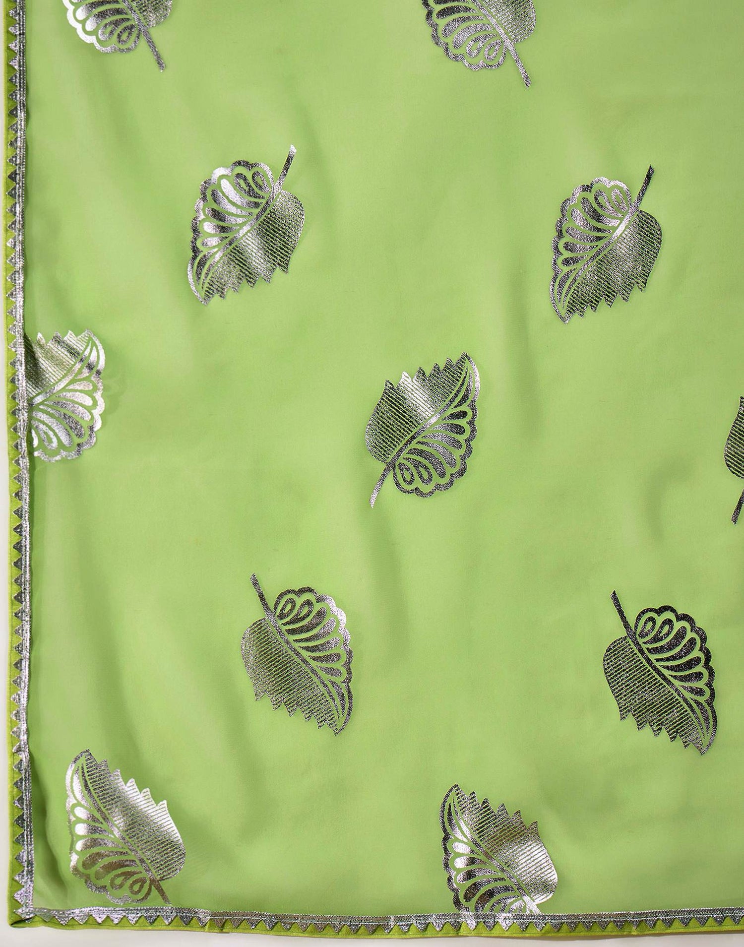 Light Green Georgette Foil Printed Saree