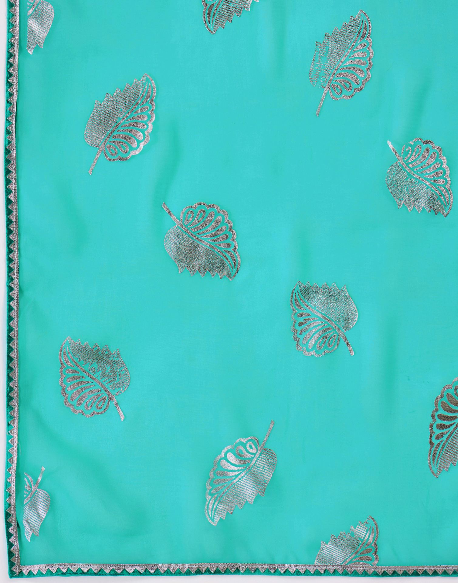 Turquoise Georgette Foil Printed Saree