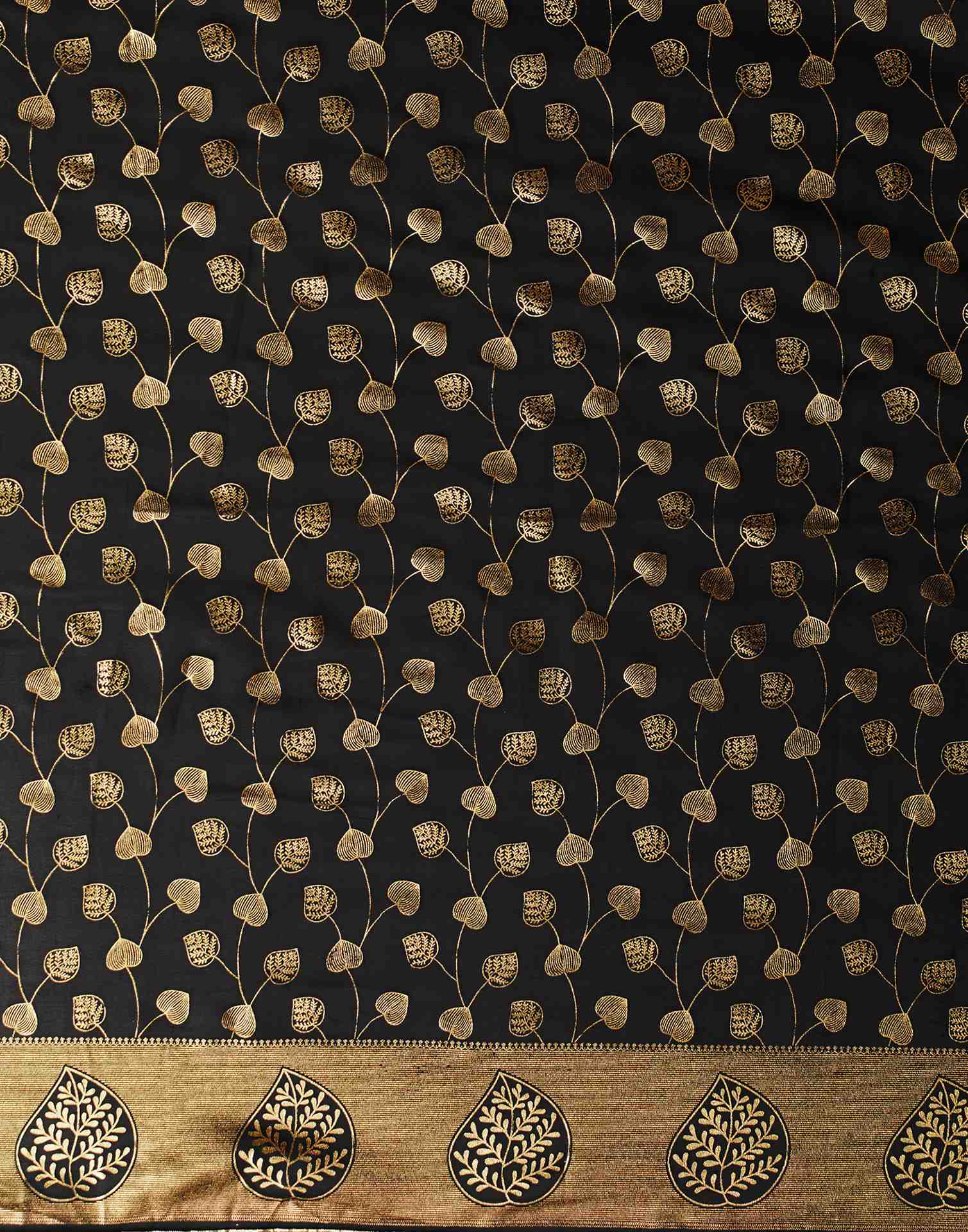 Black Georgette Foil Printed Saree