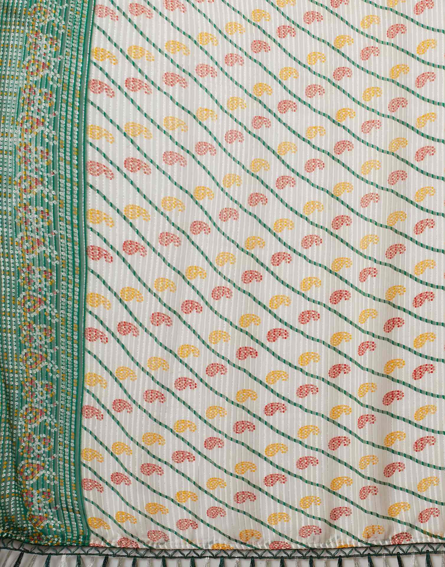 Dark Green Georgette Bandhani Printed Saree