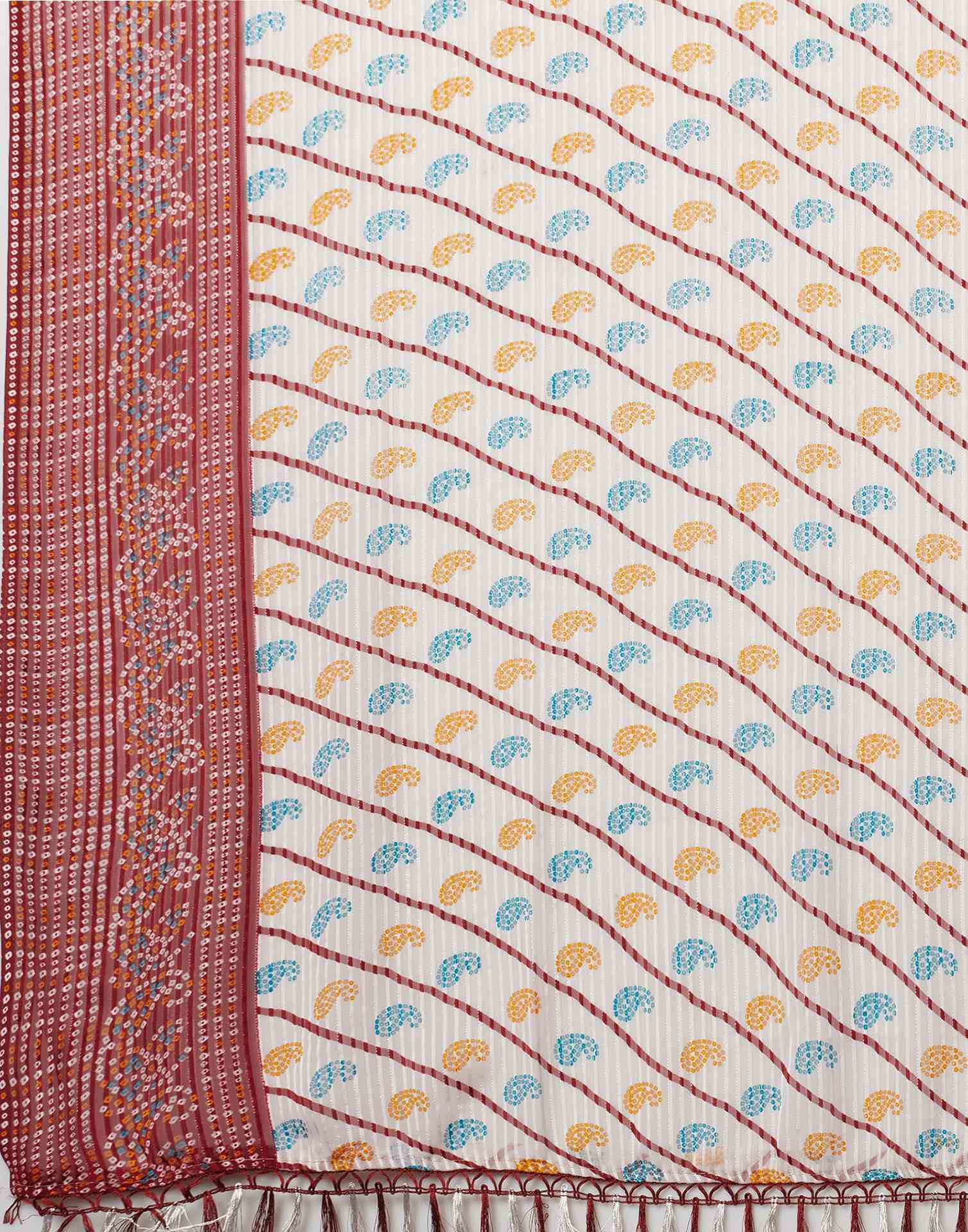 Maroon Georgette Bandhani Printed Saree
