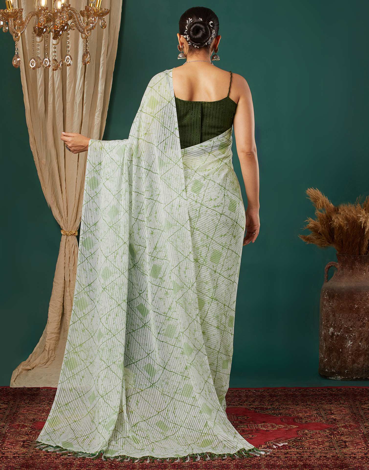 White Georgette Printed Saree