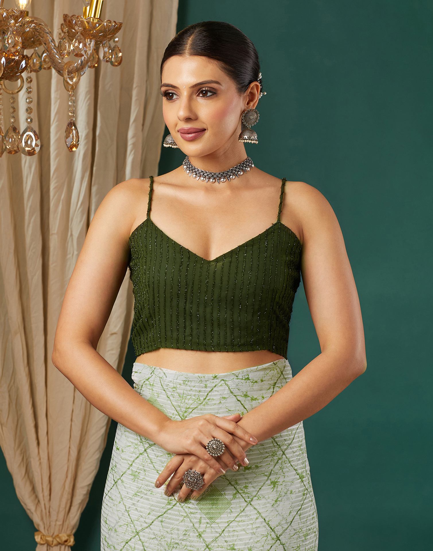 White Georgette Printed Saree