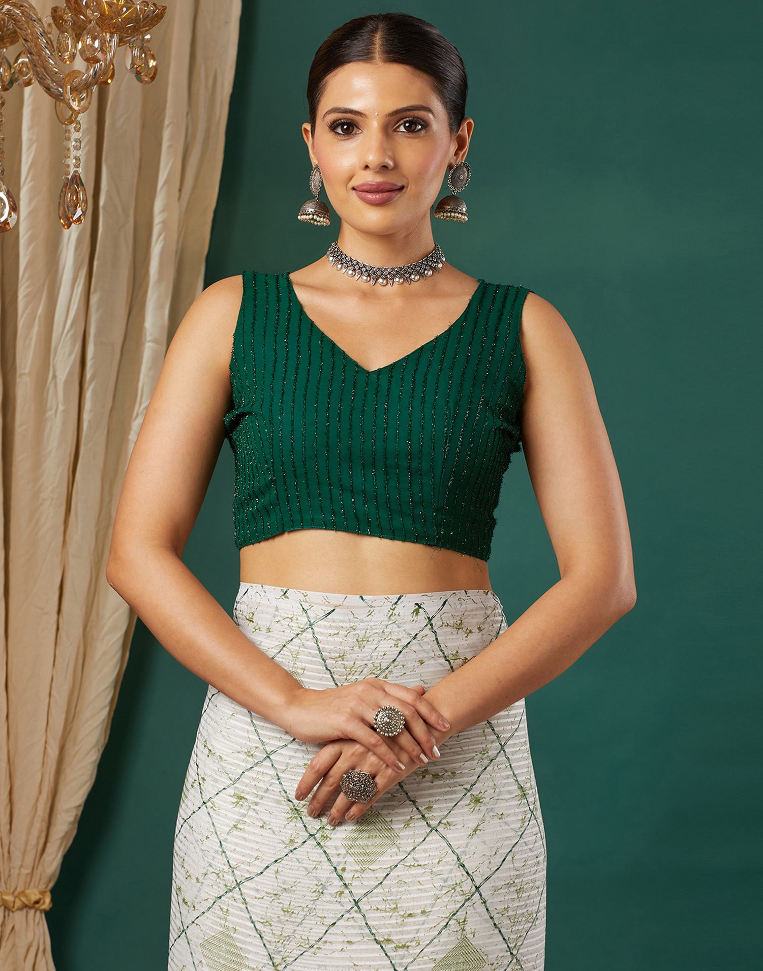 White Georgette Printed Saree