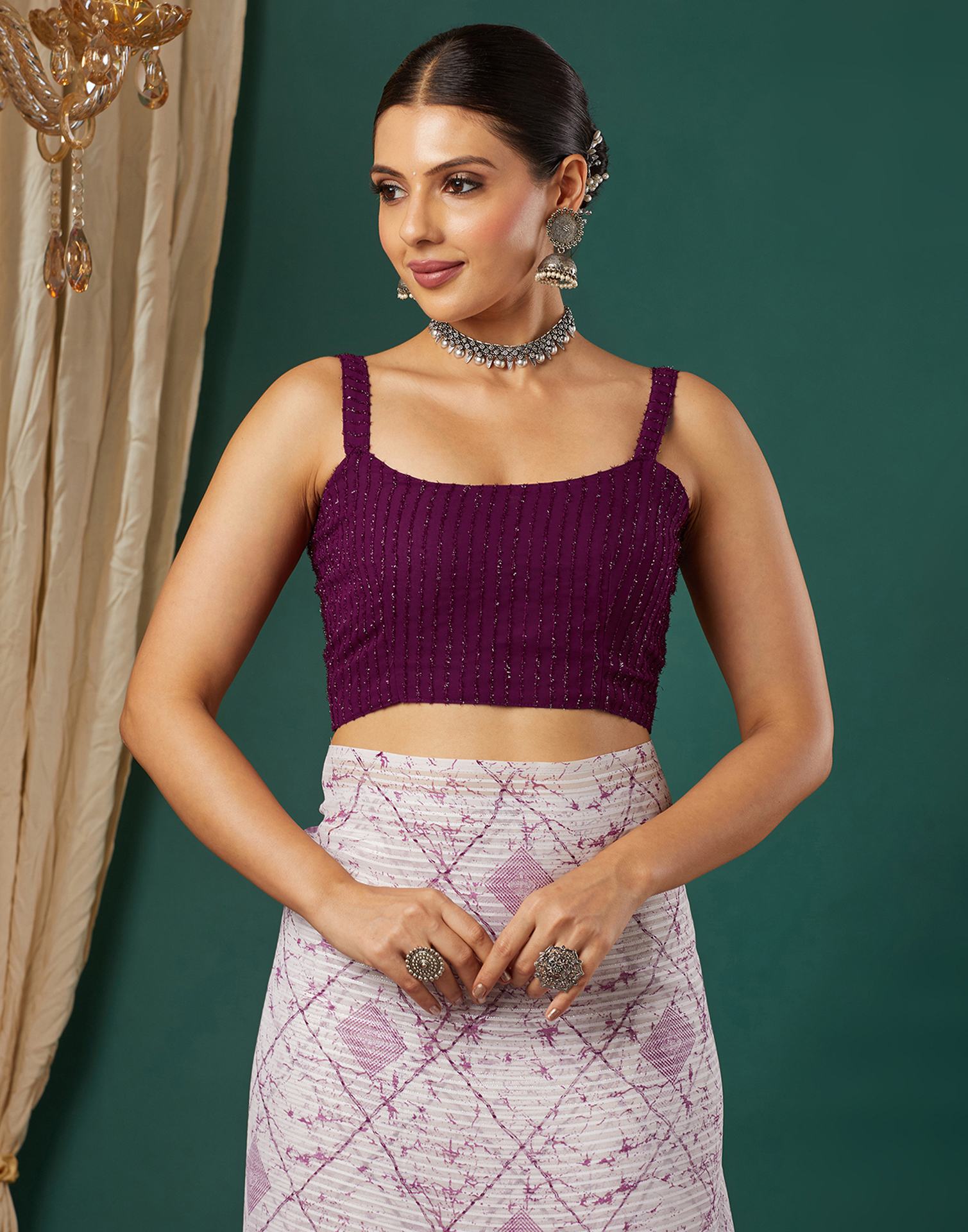 White Georgette Printed Saree