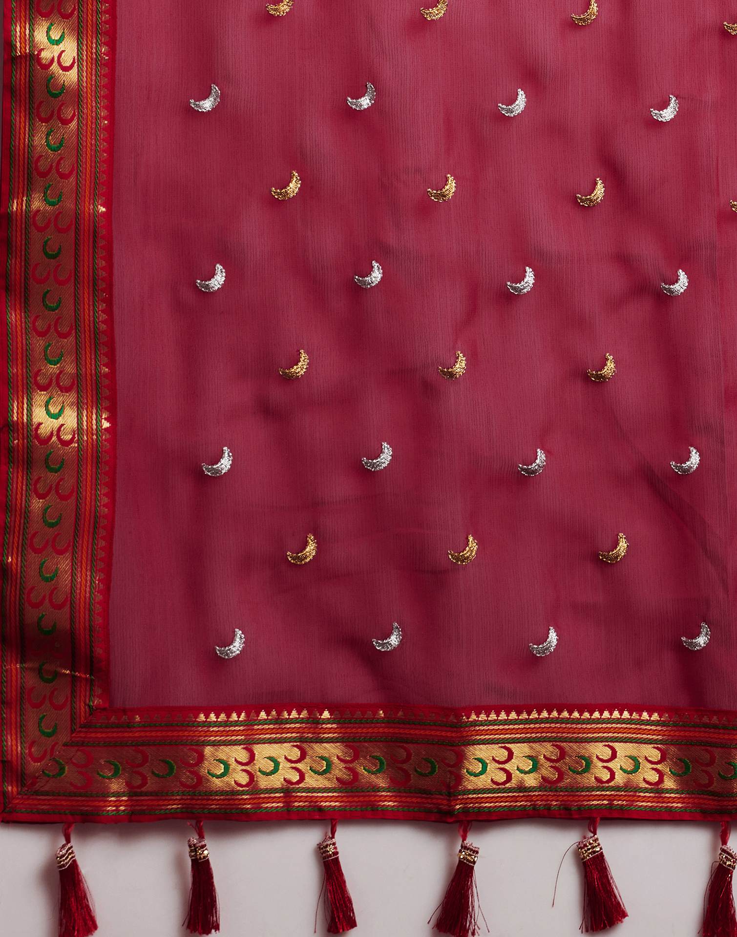 Rani Pink Georgette Embroidery Saree