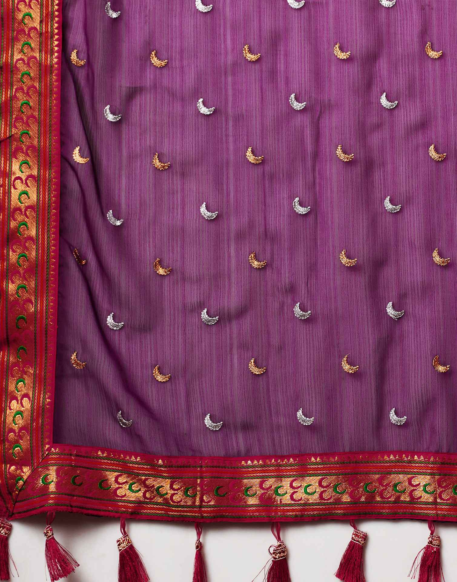 Dark Purple Georgette Embroidery Saree