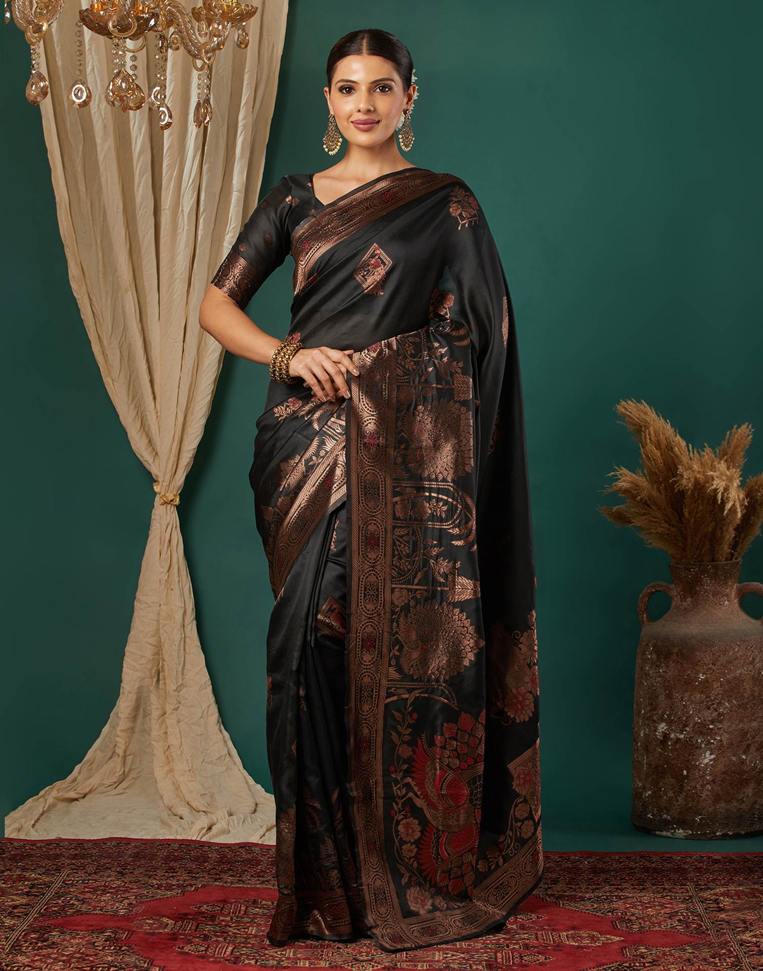 Black Silk Woven Banarasi Saree