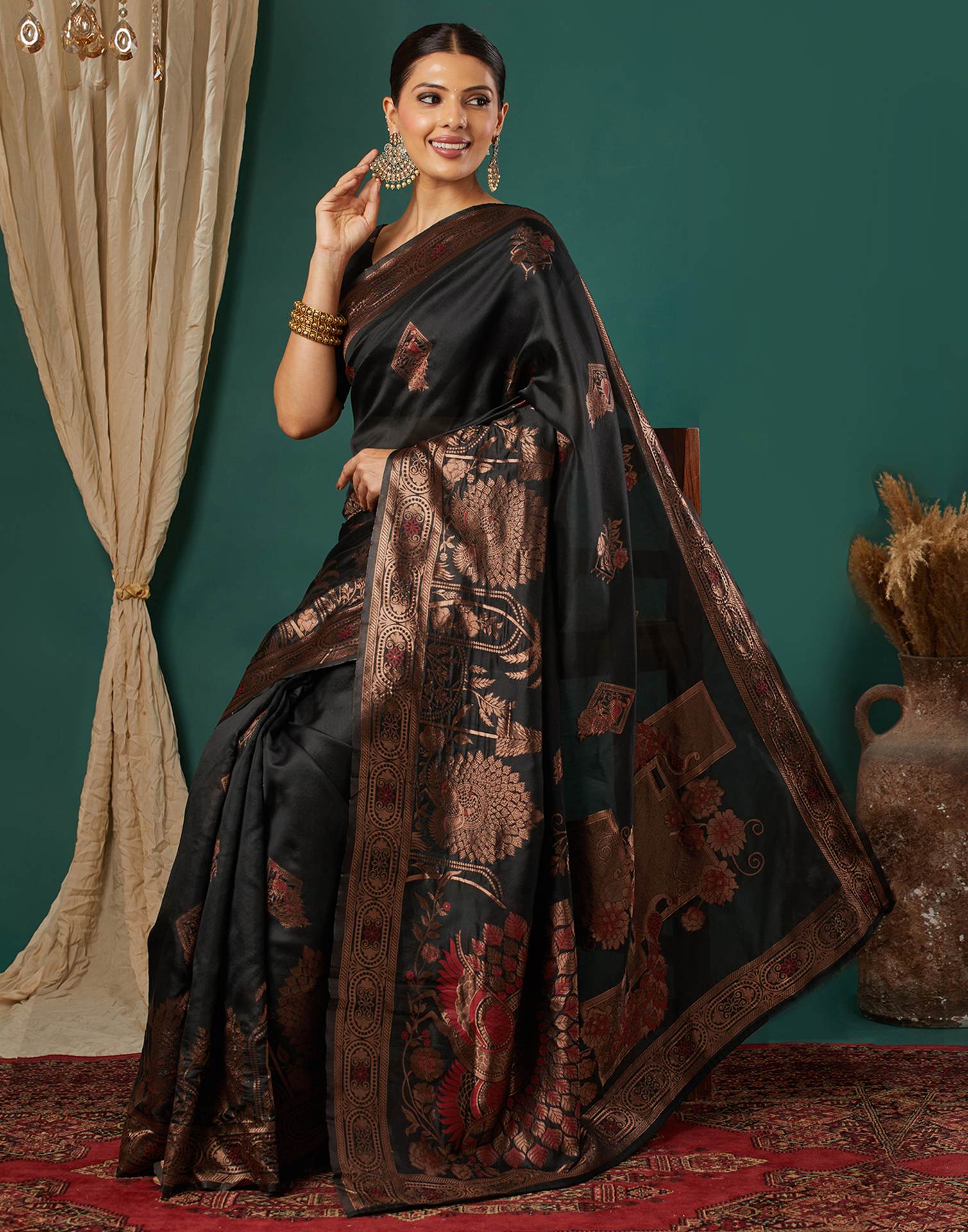 Black Silk Woven Banarasi Saree