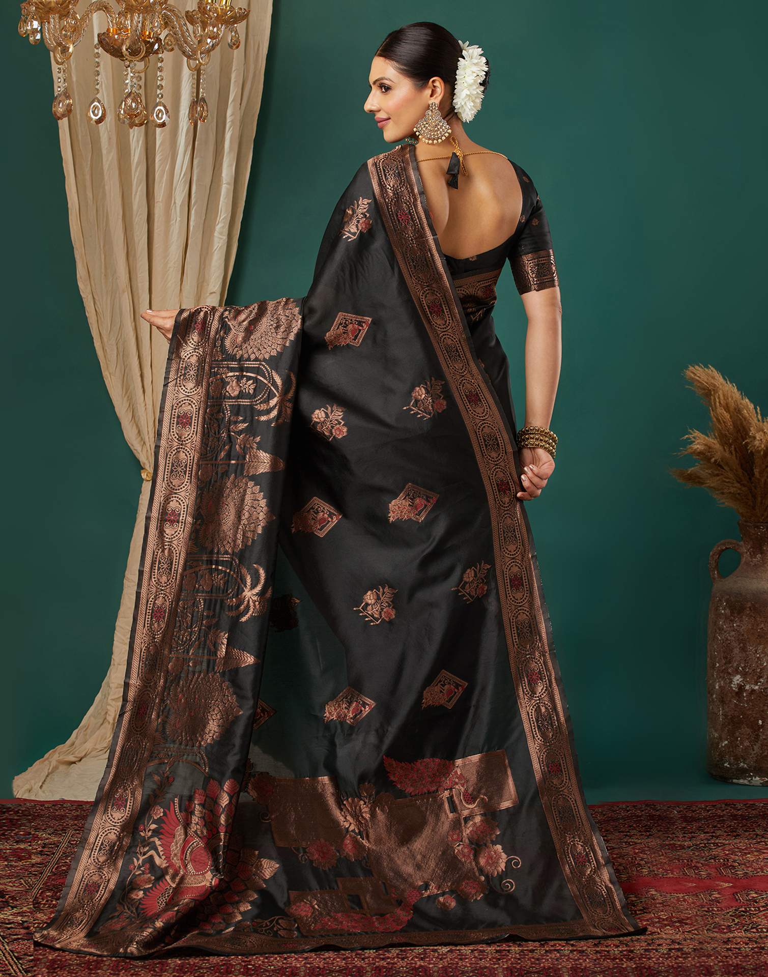 Black Silk Woven Banarasi Saree