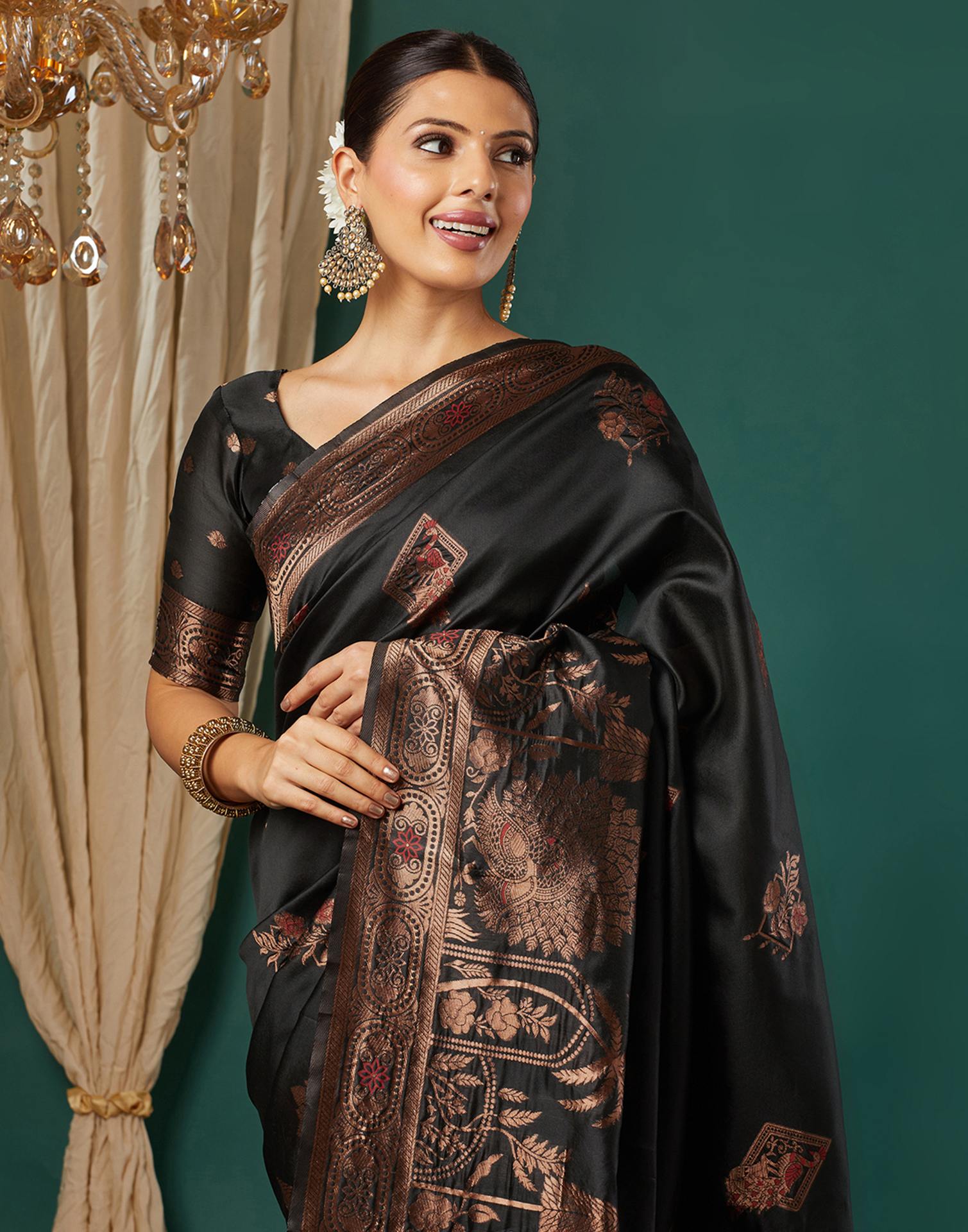 Black Silk Woven Banarasi Saree