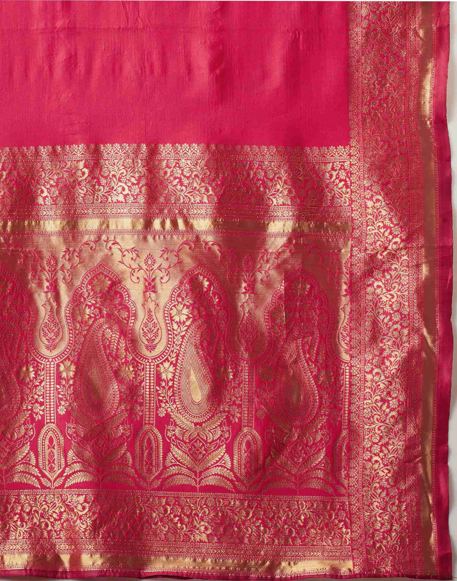 Bright Pink Silk Woven Banarasi Saree