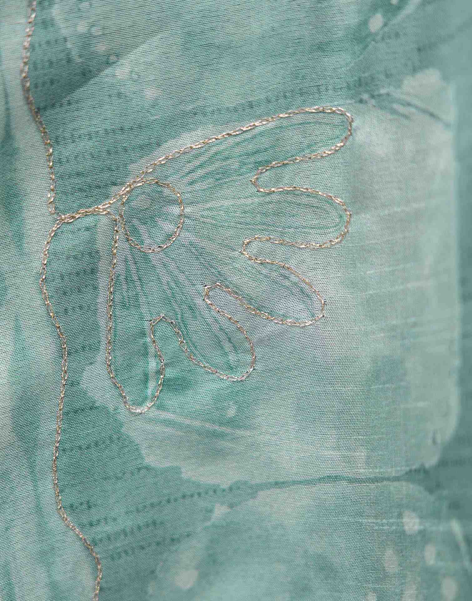 Dusty Turquoise Tussar Silk Printed Saree