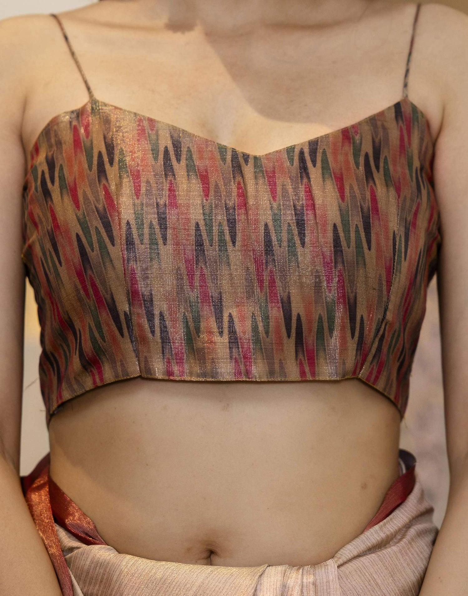 Beige Cotton Printed Saree