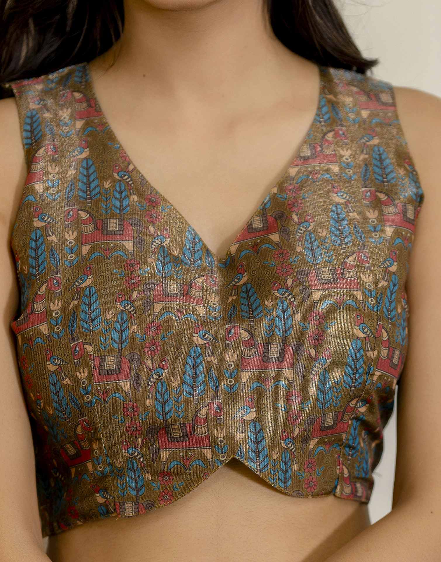 Grey Cotton Printed Saree