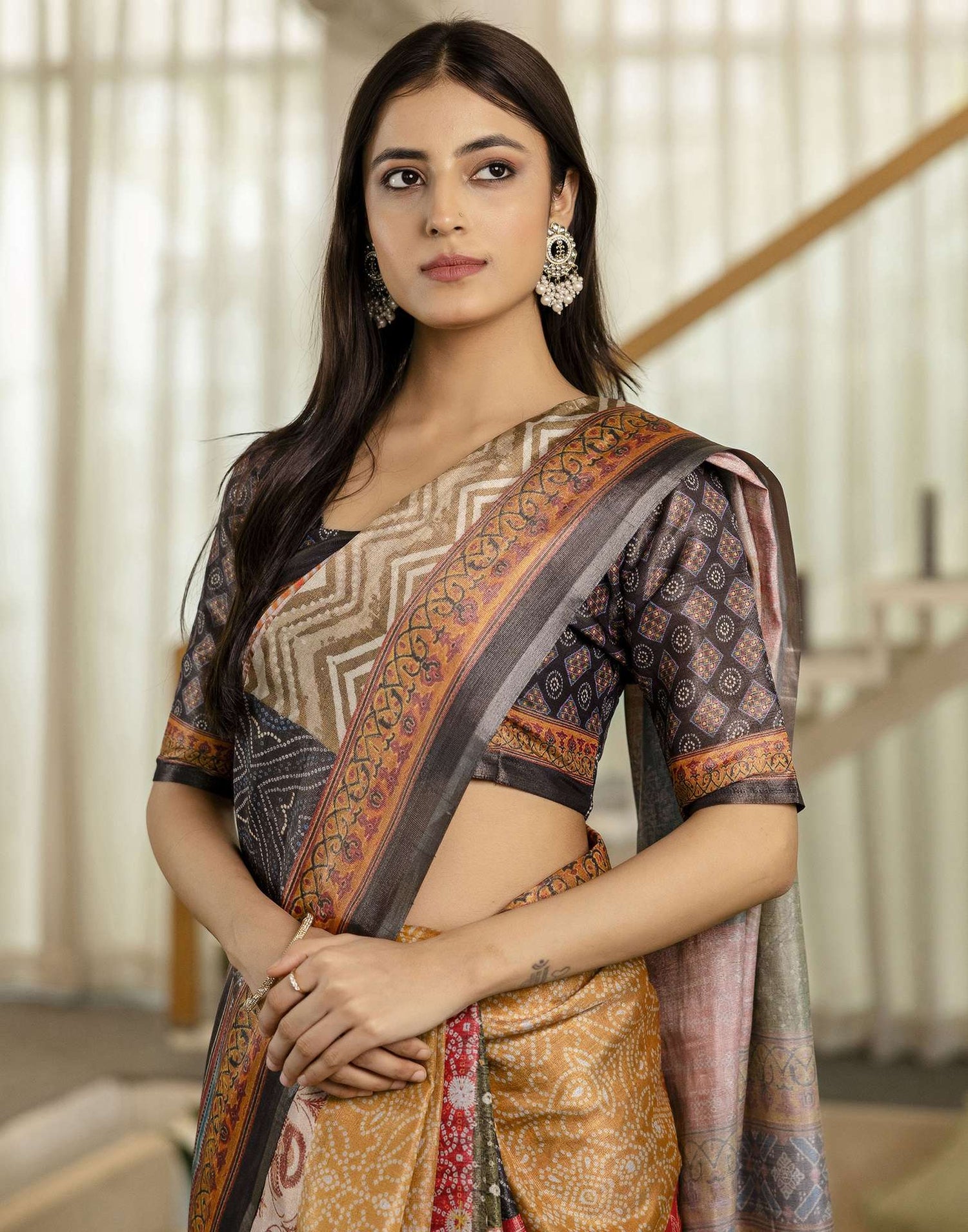 Multicoloured Cotton Printed Saree