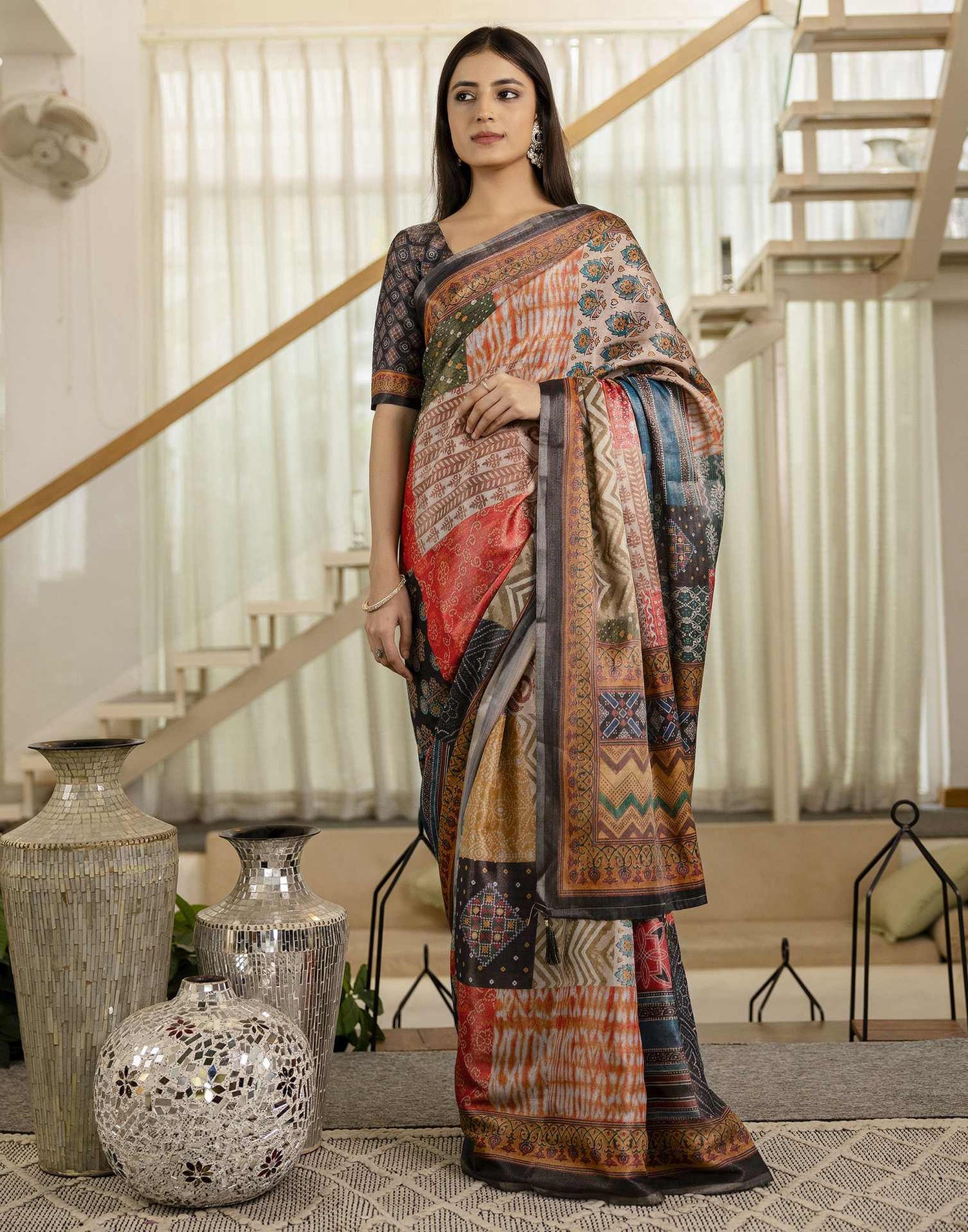 Multicoloured Cotton Printed Saree