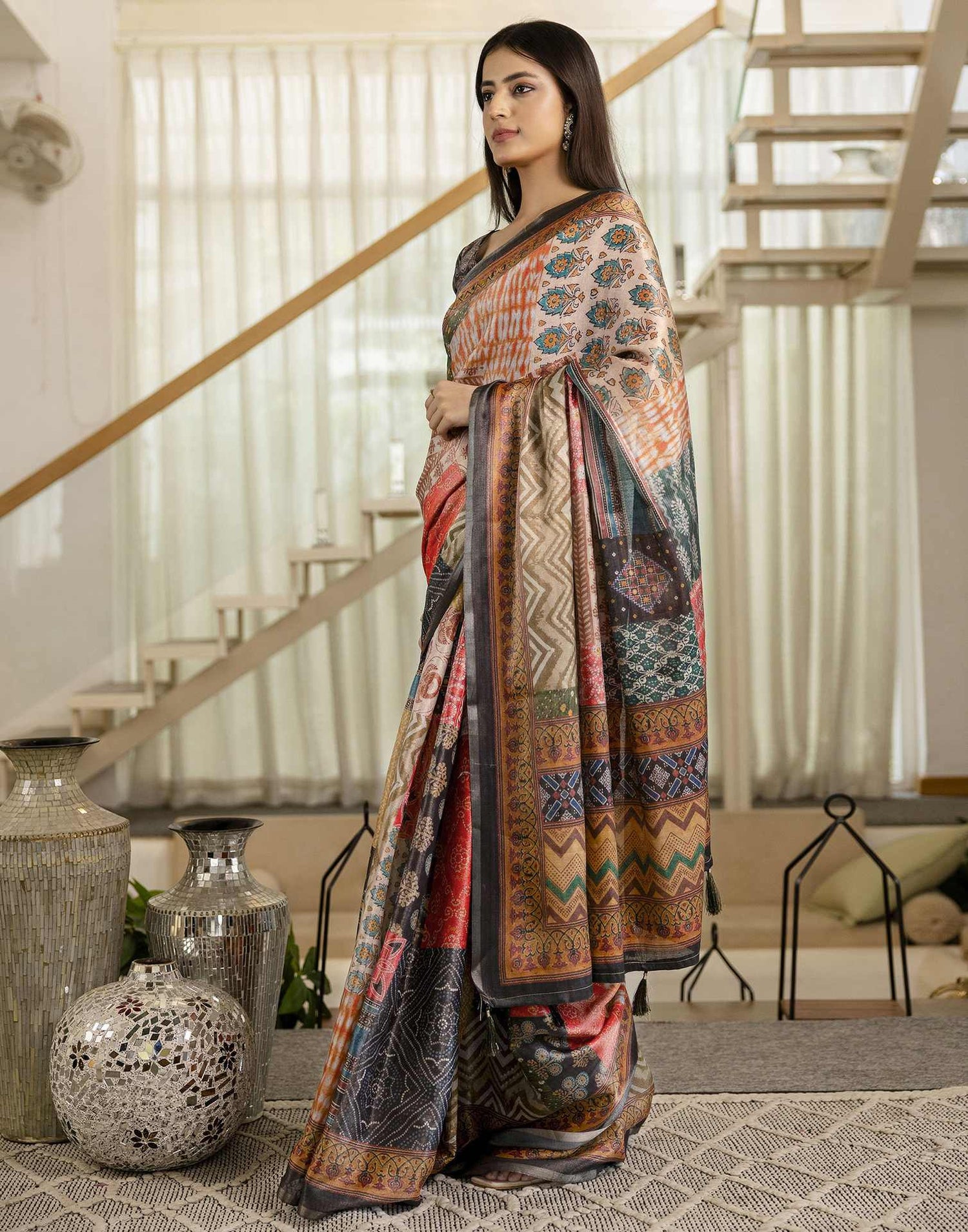 Multicoloured Cotton Printed Saree