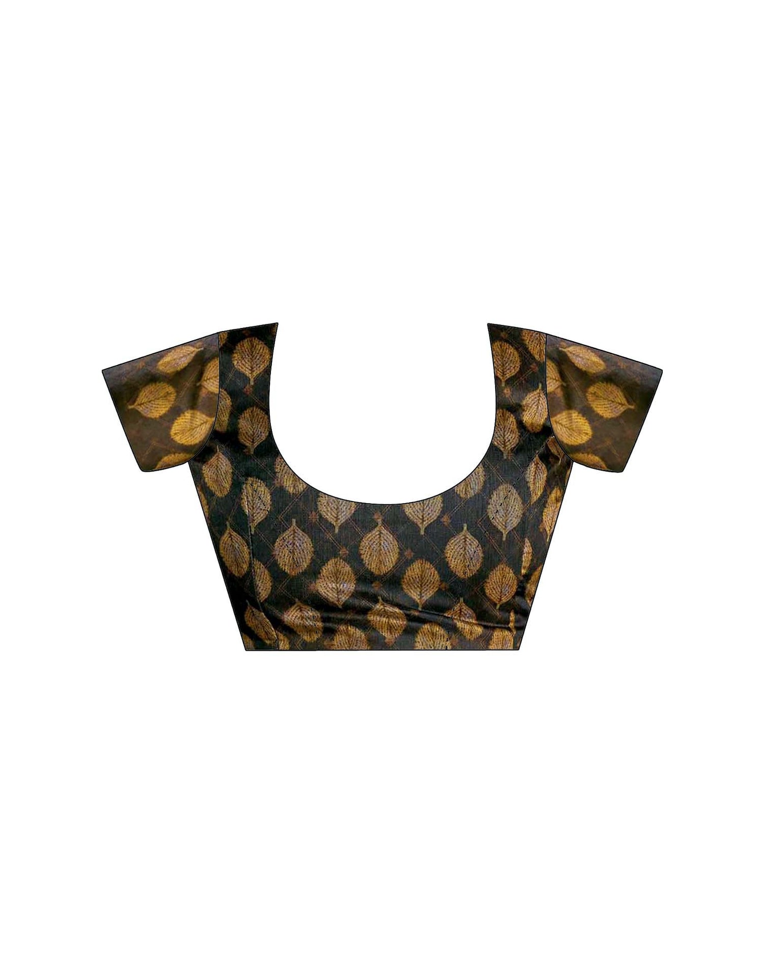 Black Chanderi Printed Saree