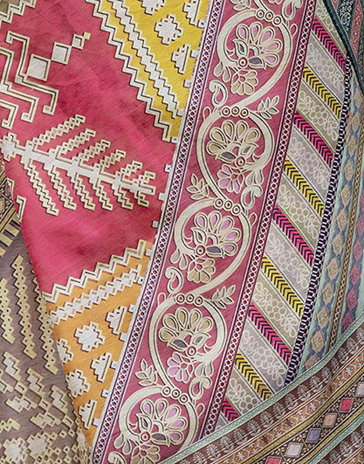 Pista Green Silk Printed Saree