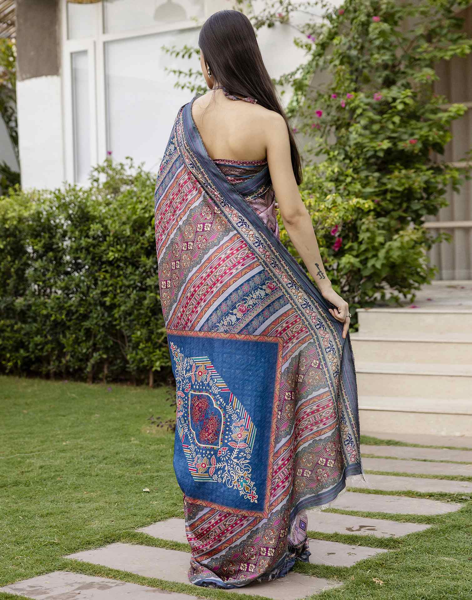Dusty Pink Silk Printed Saree