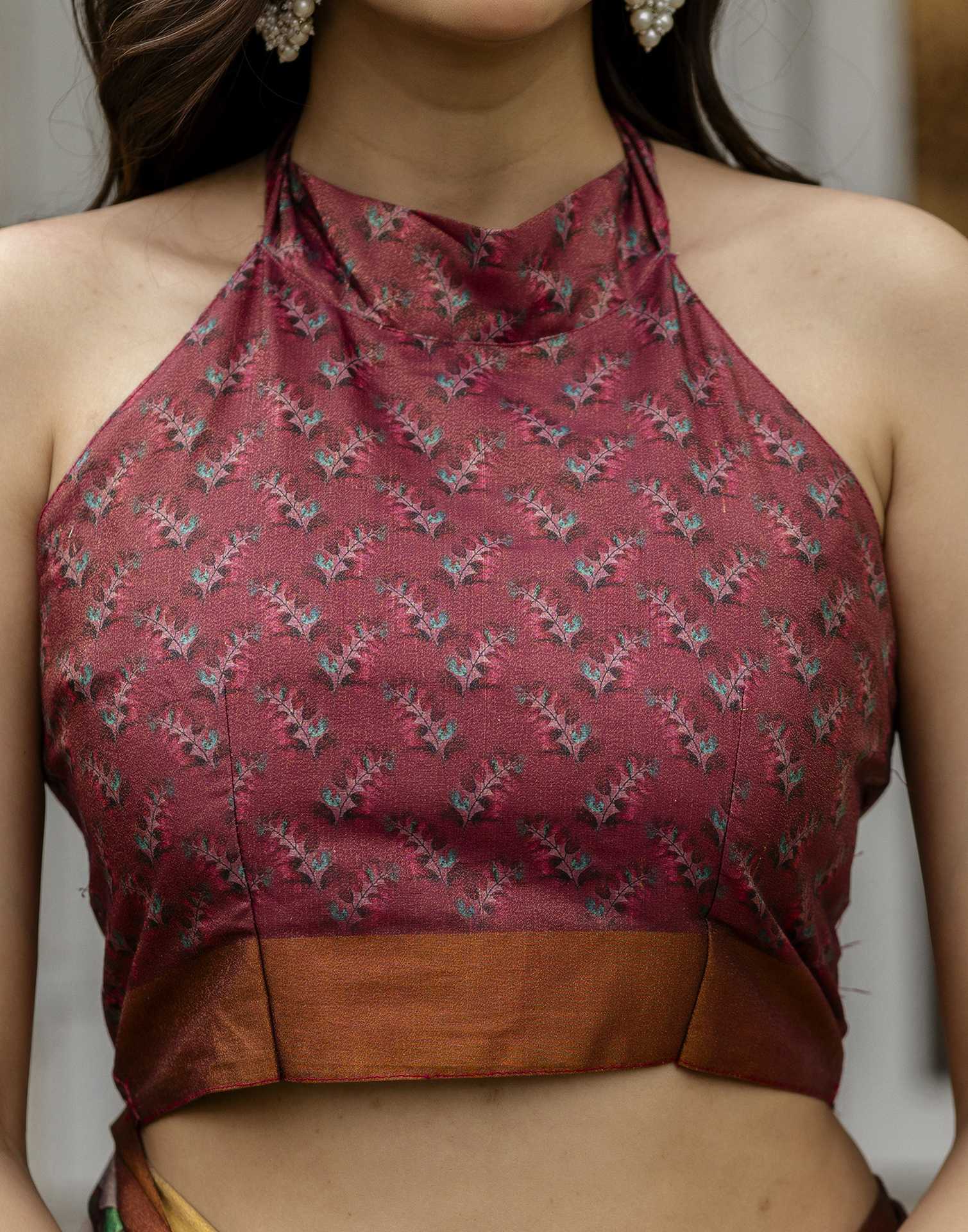 Dusty Mauve Shimmer Silk Printed Saree