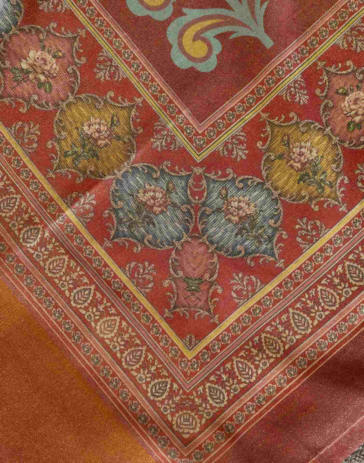 Beige Shimmer Silk Printed Saree