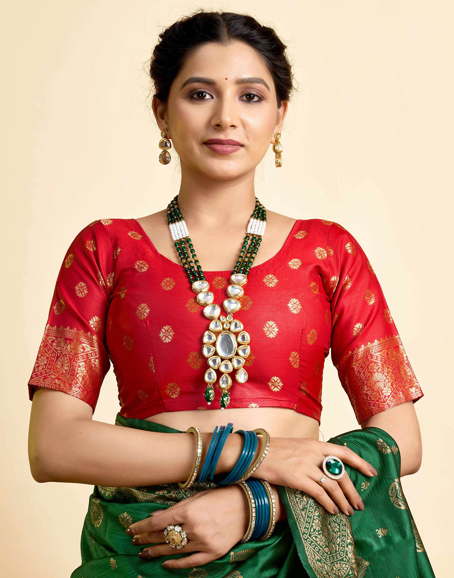 Dark Green Silk Woven Banarasi Saree
