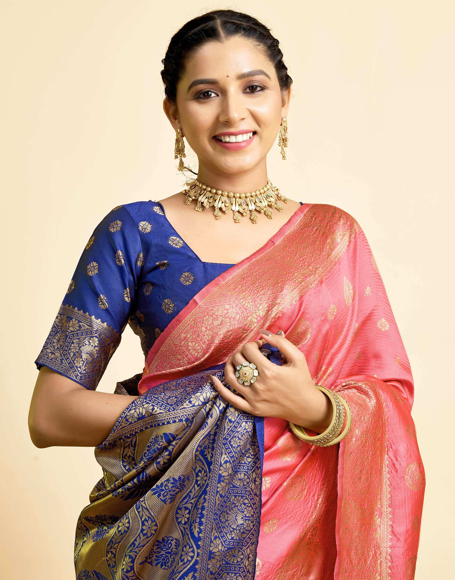 Pink Silk Woven Banarasi Saree