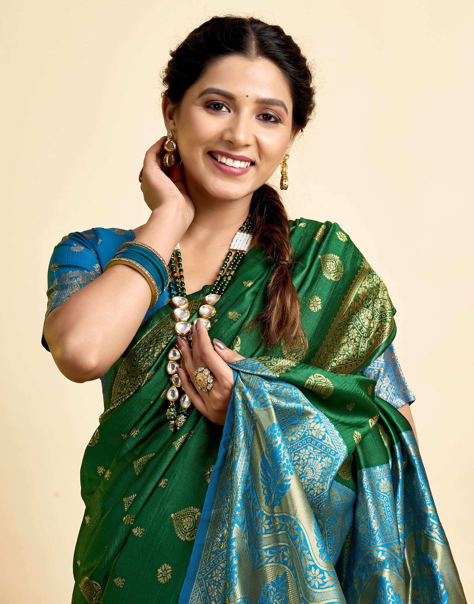 Dark Green Silk Woven Banarasi Saree